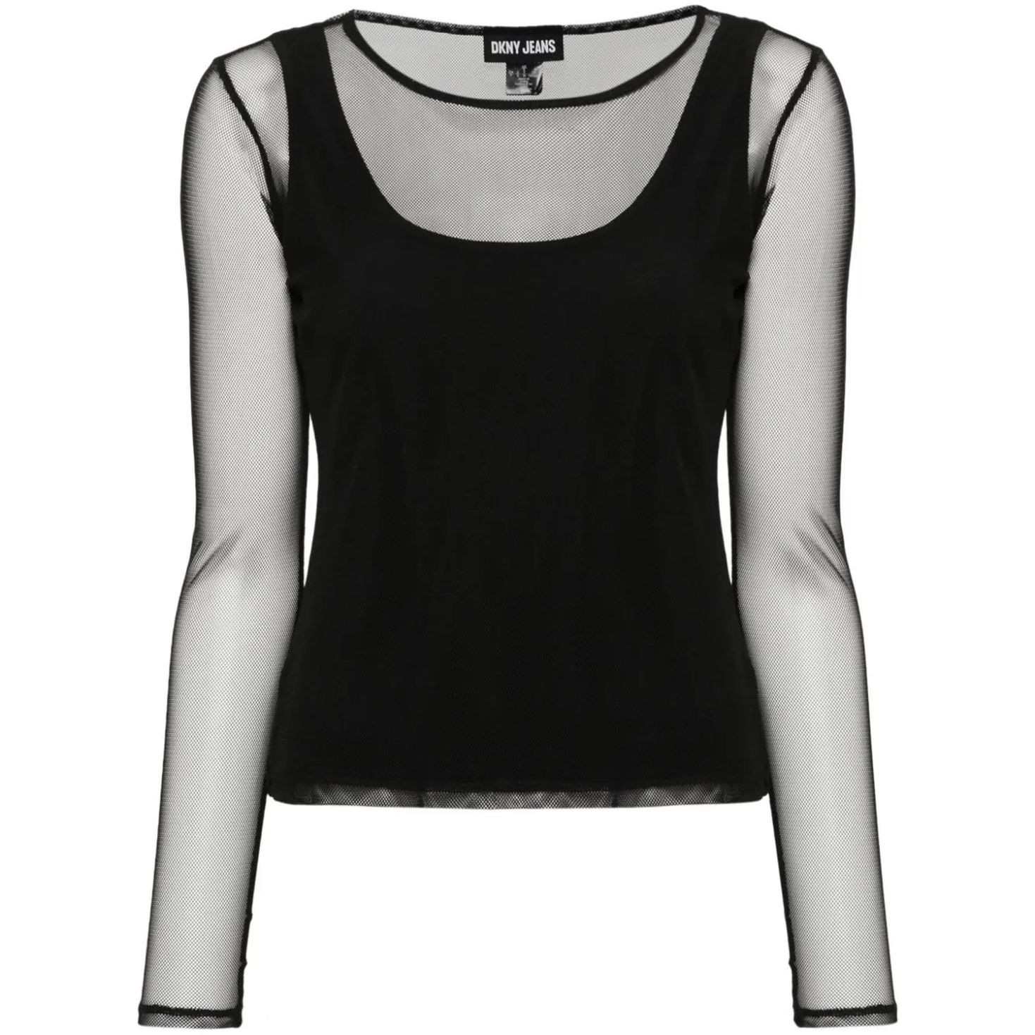 DKNY Marškiniai be rankovių moterims, Juoda, Jrsy tank mesh top 1