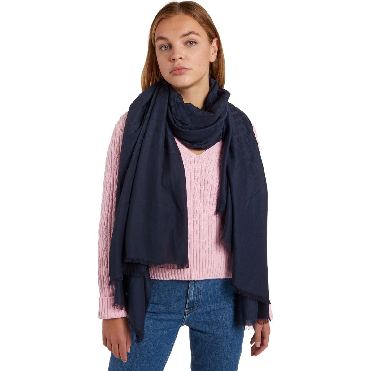 TOMMY HILFIGER Šalikas moterims, Mėlyna, Contemporary scarf mono 4