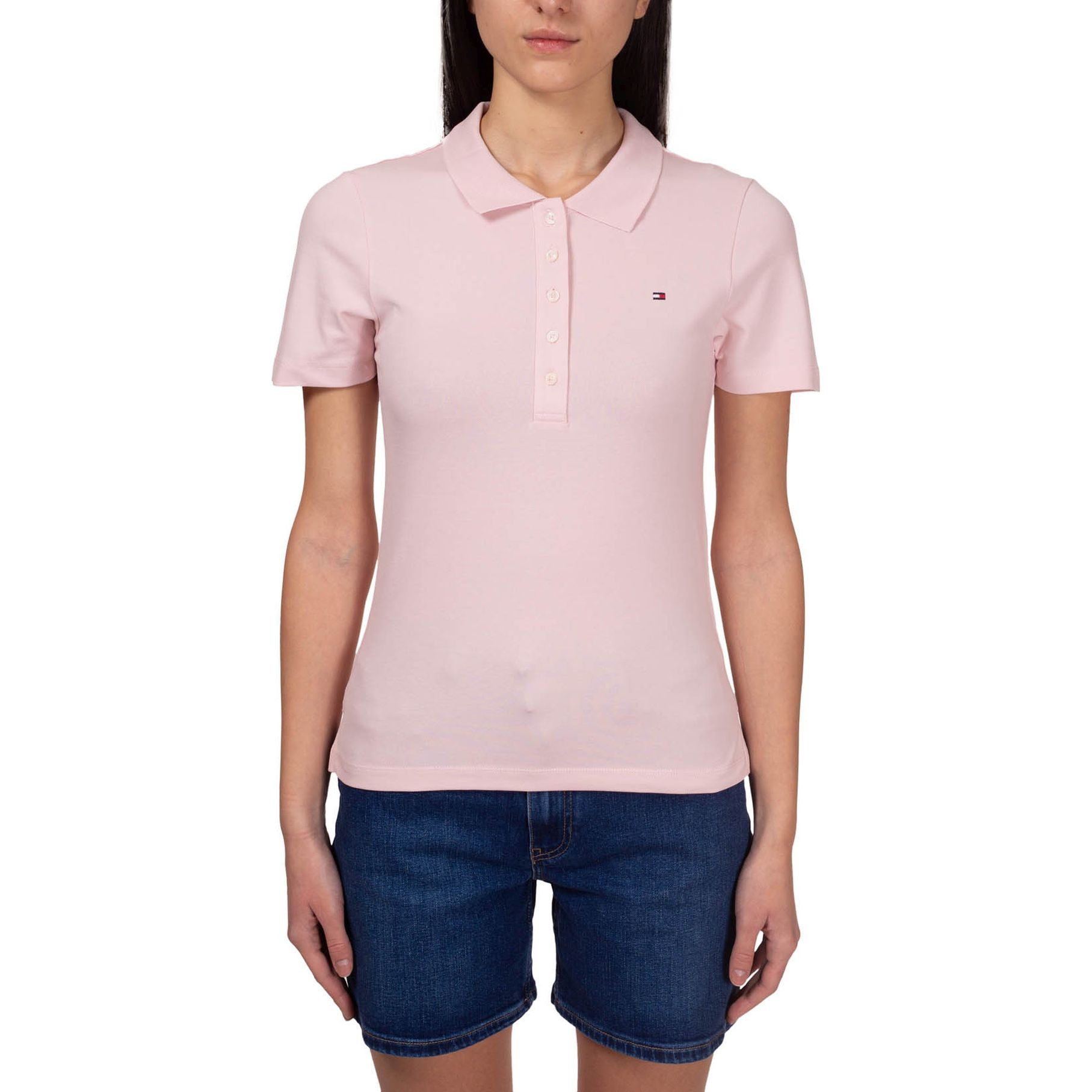 TOMMY HILFIGER Polo marškiniai trumpos rank. moterims, Rožinė, 1985 slim pique polo ss 2