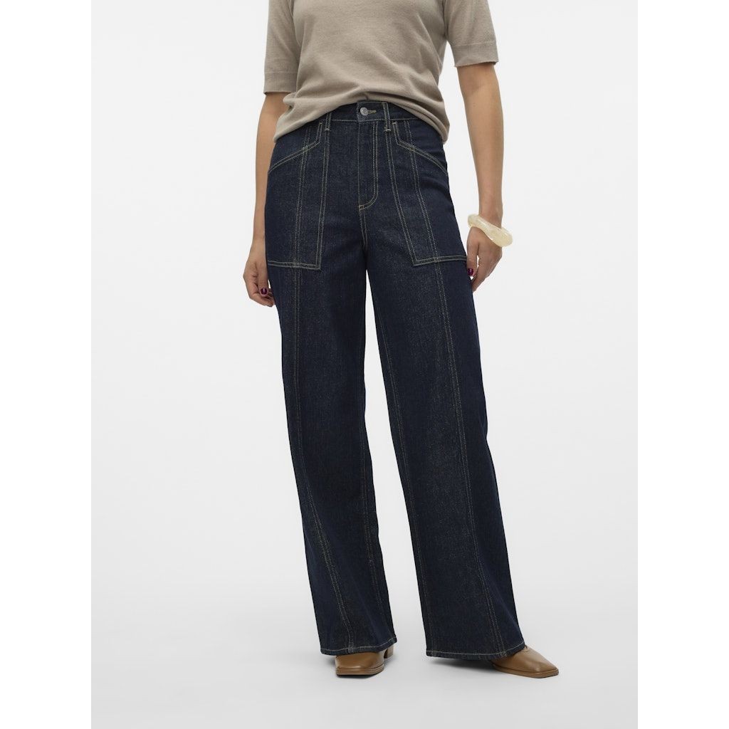 VERO MODA Platūs džinsai moterims, Mėlyna, Kathy wide jeans 3