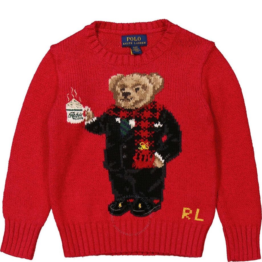 RALPH LAUREN KIDS Sportinis nertinis berniukams, Raudona, Bear sweatshirt (2-7) 1