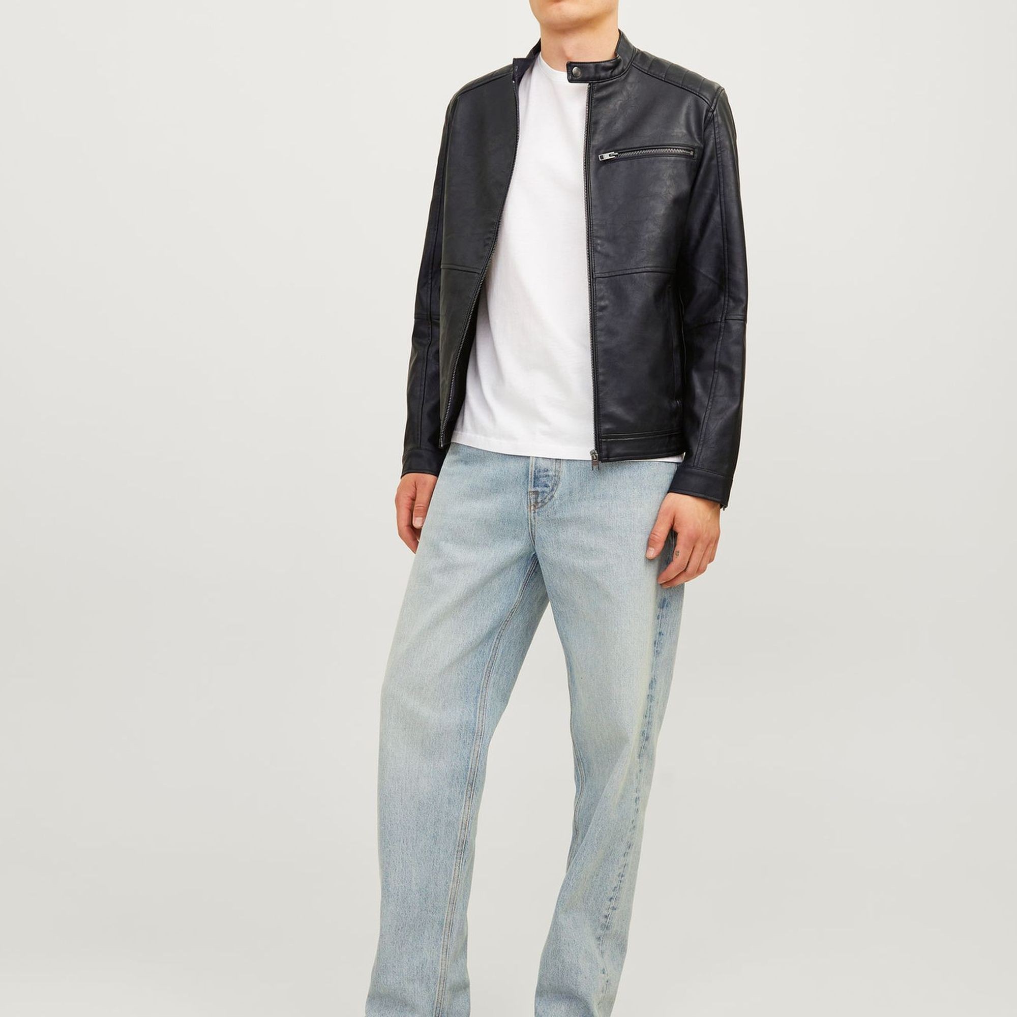 JACK & JONES Odinė striukė vyrams, Juoda, Dylan pu 5