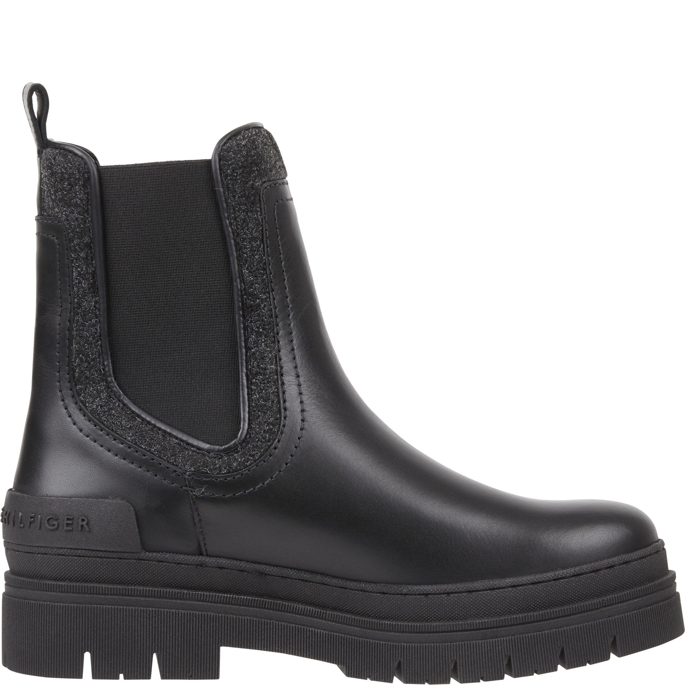 TOMMY HILFIGER Aulinukai moterims, Juoda, Feminine felt chelsea bootie 5