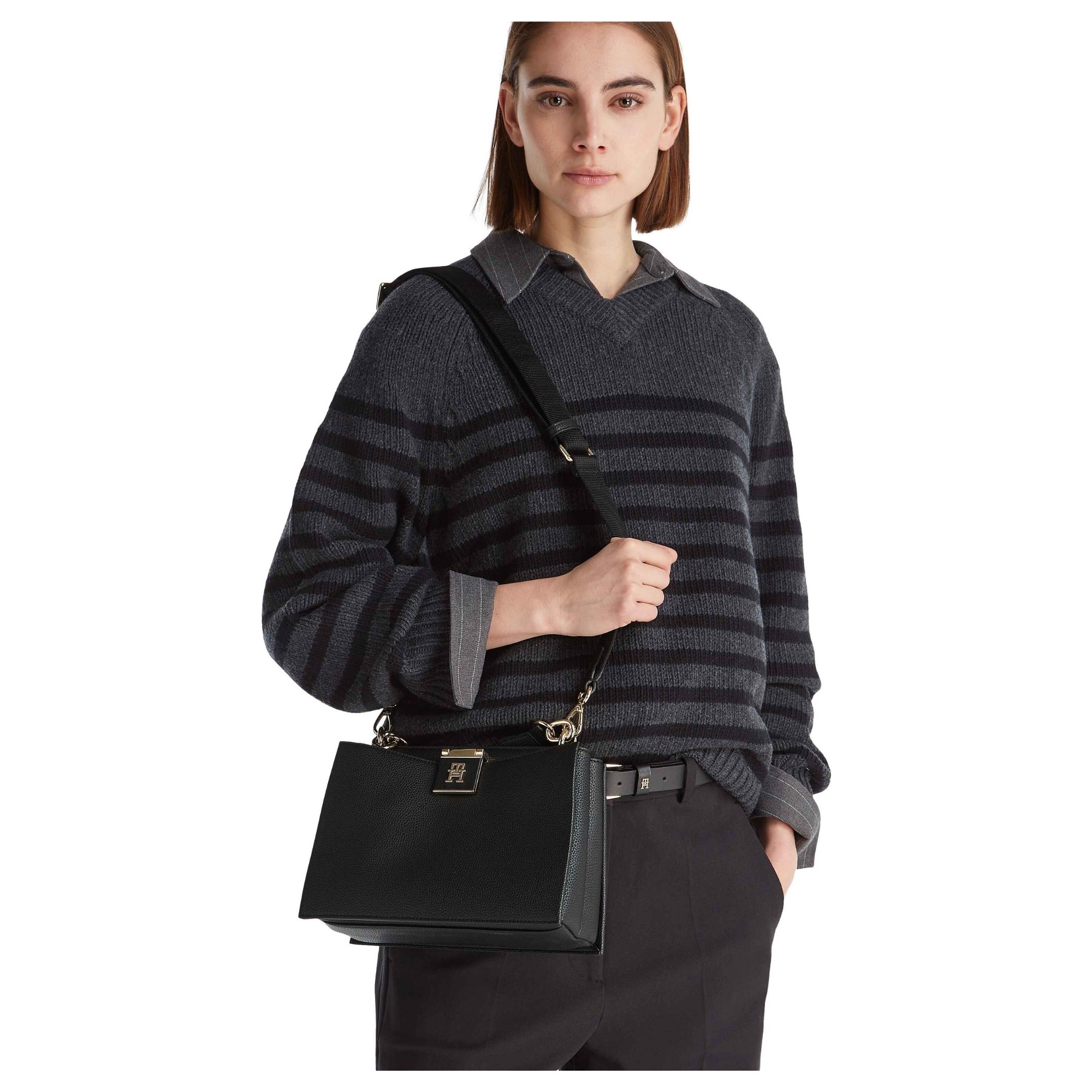 TOMMY HILFIGER Rankinė per petį moterims, Juoda, TH her med satchel 5