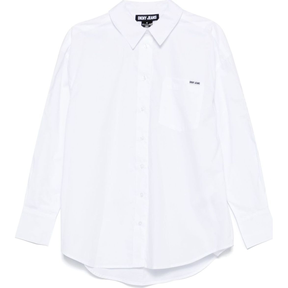 DKNY Marškiniai ilgomis rankovėmis moterims, Balta, Long sleeve button shirt logo 1