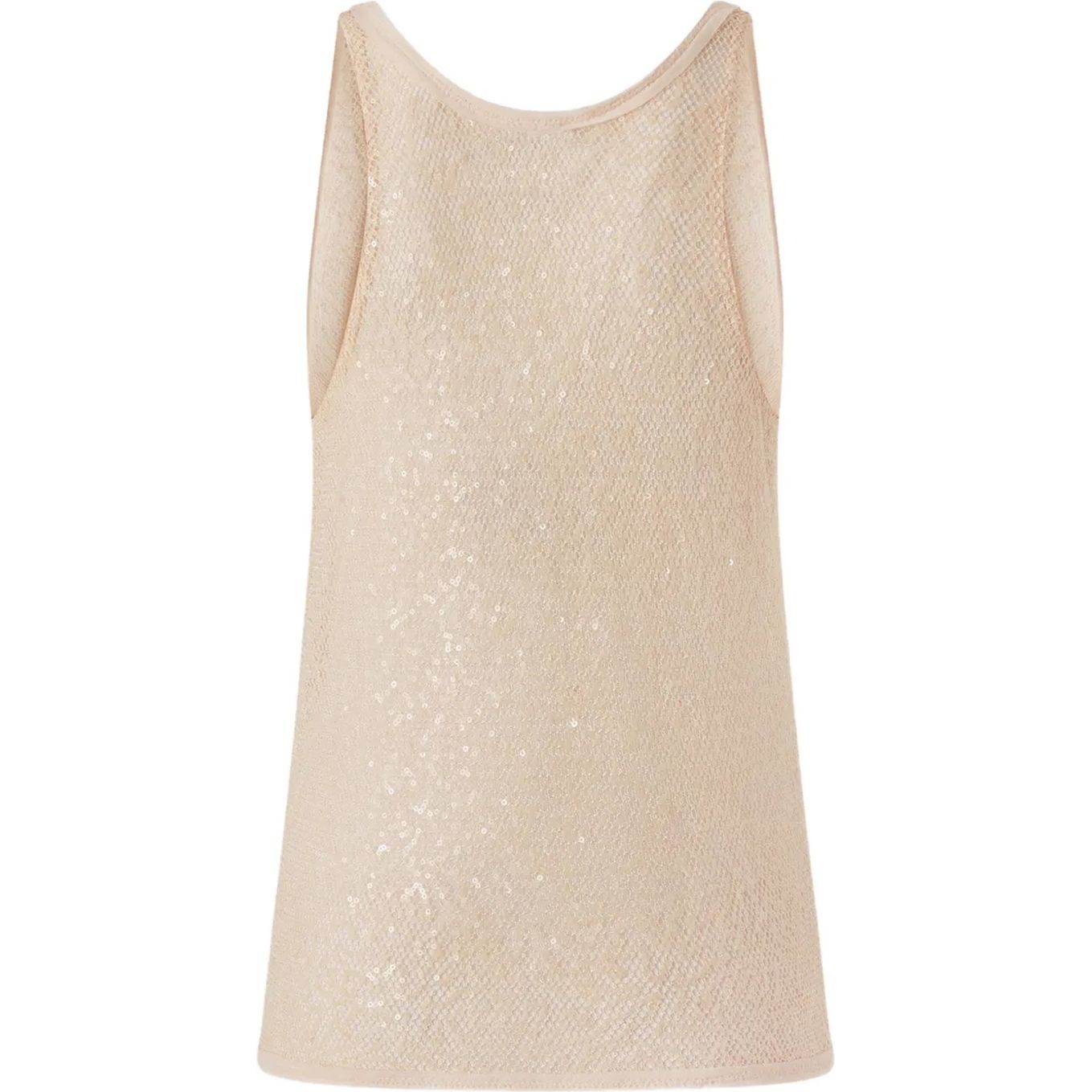 PINKO Marškiniai be rankovių moterims, Smėlio, Sequinned tank top 2
