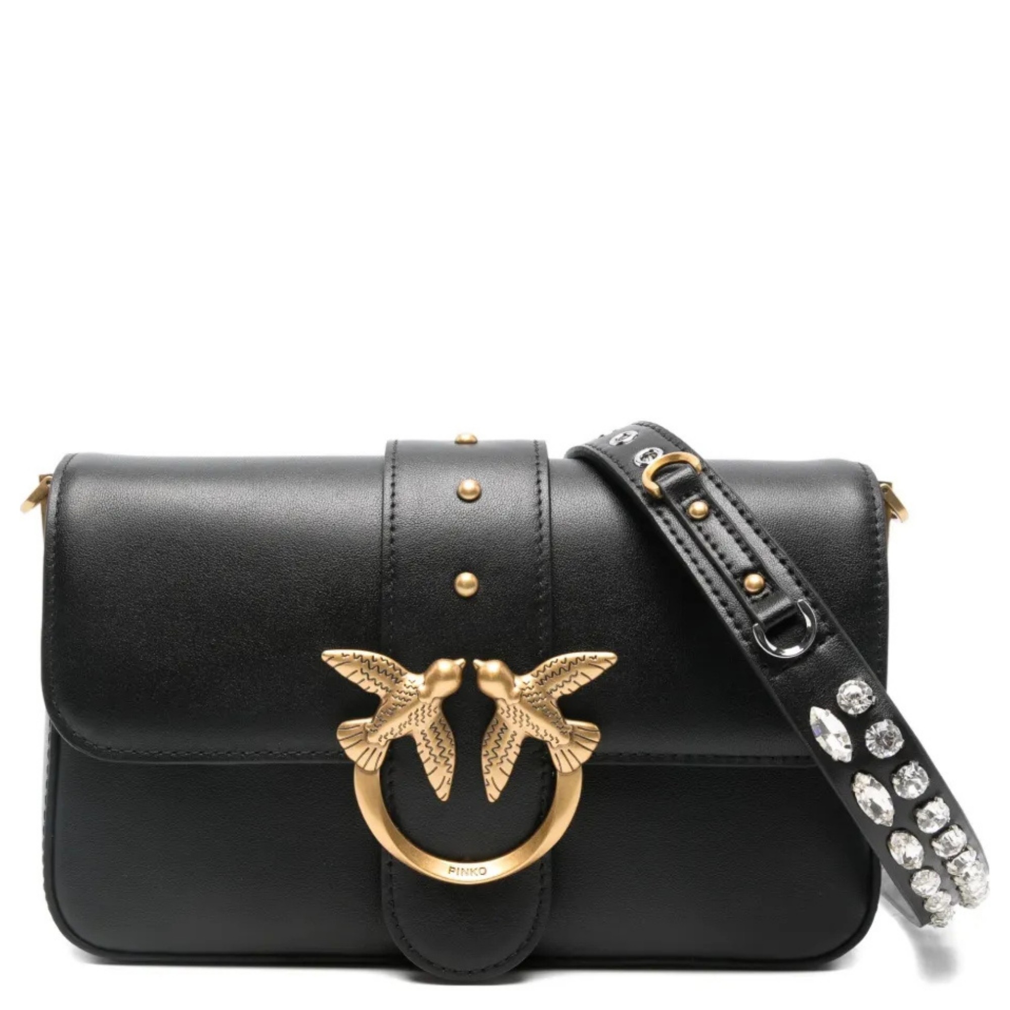 PINKO Rankinė per petį moterims, Juoda, Love one mini slouchy mb+charm 1