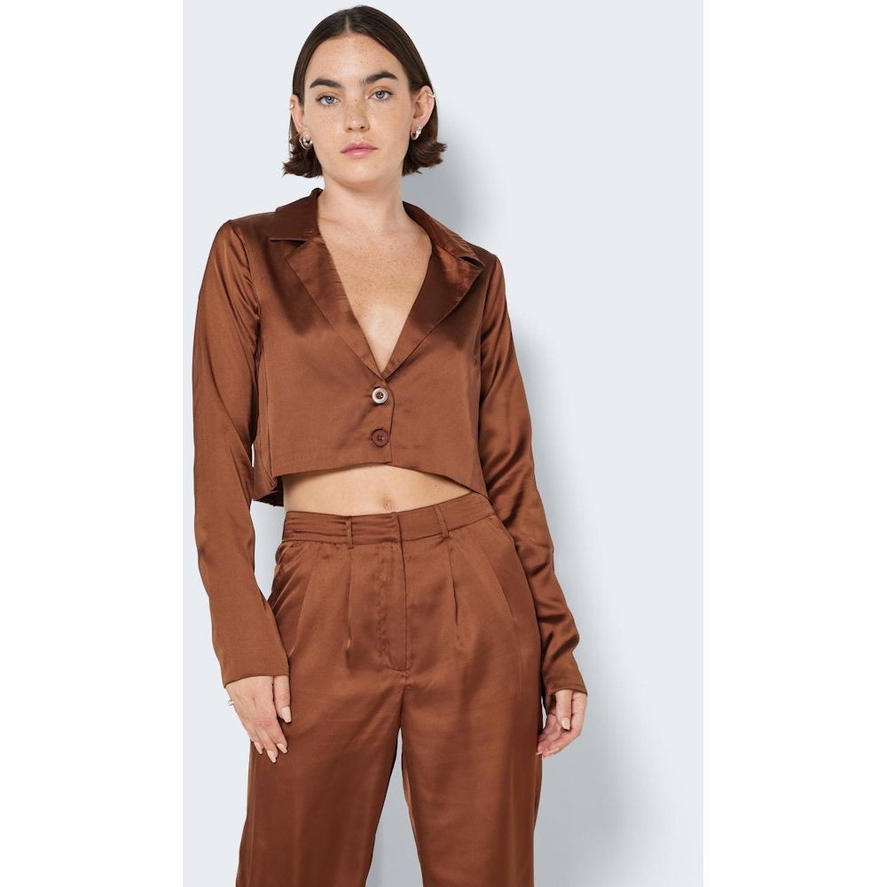 NOISY MAY Švarkas moterims, Ruda, NMCLARIE L/S  CROPPED 2