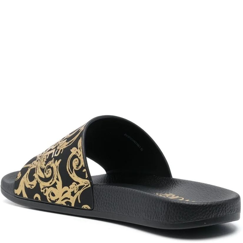 VERSACE JEANS CUTURE Šlepetės moterims, BLACK/GOLD, Fondo shelly slippers 3