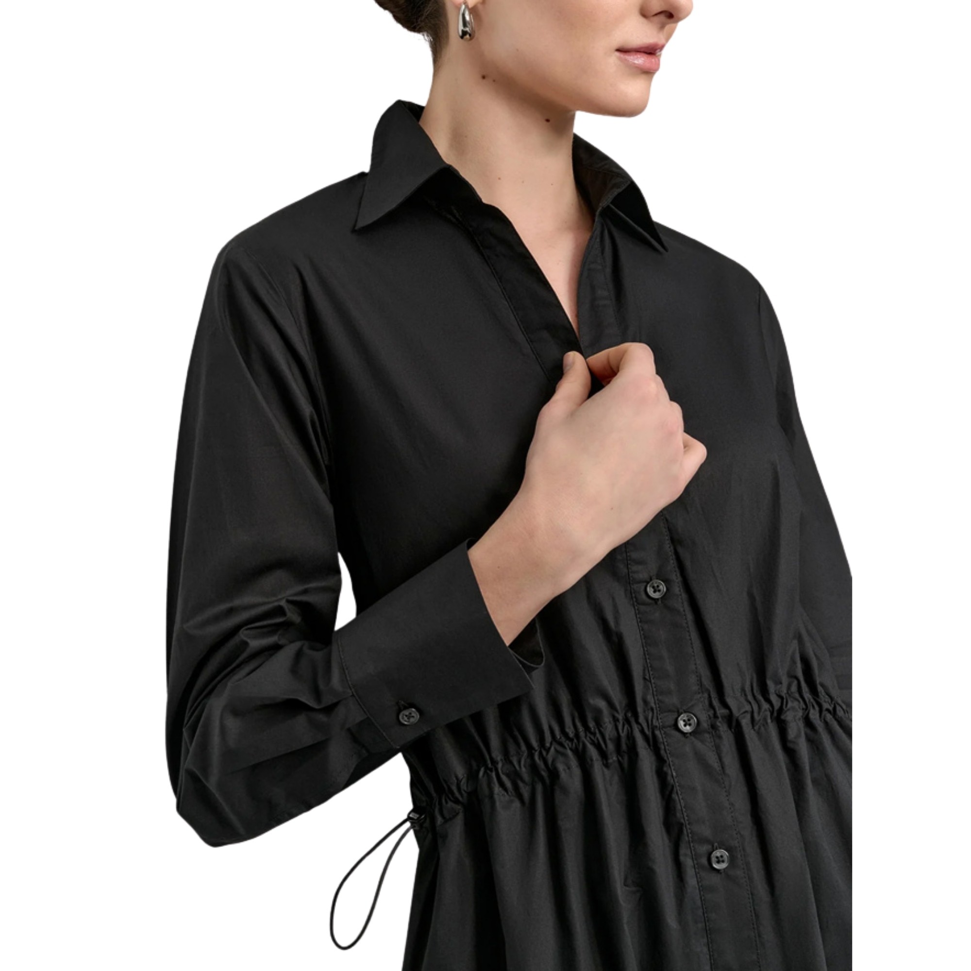 DKNY Maxi suknelė moterims, Juoda, Poplin long sleeve s 4