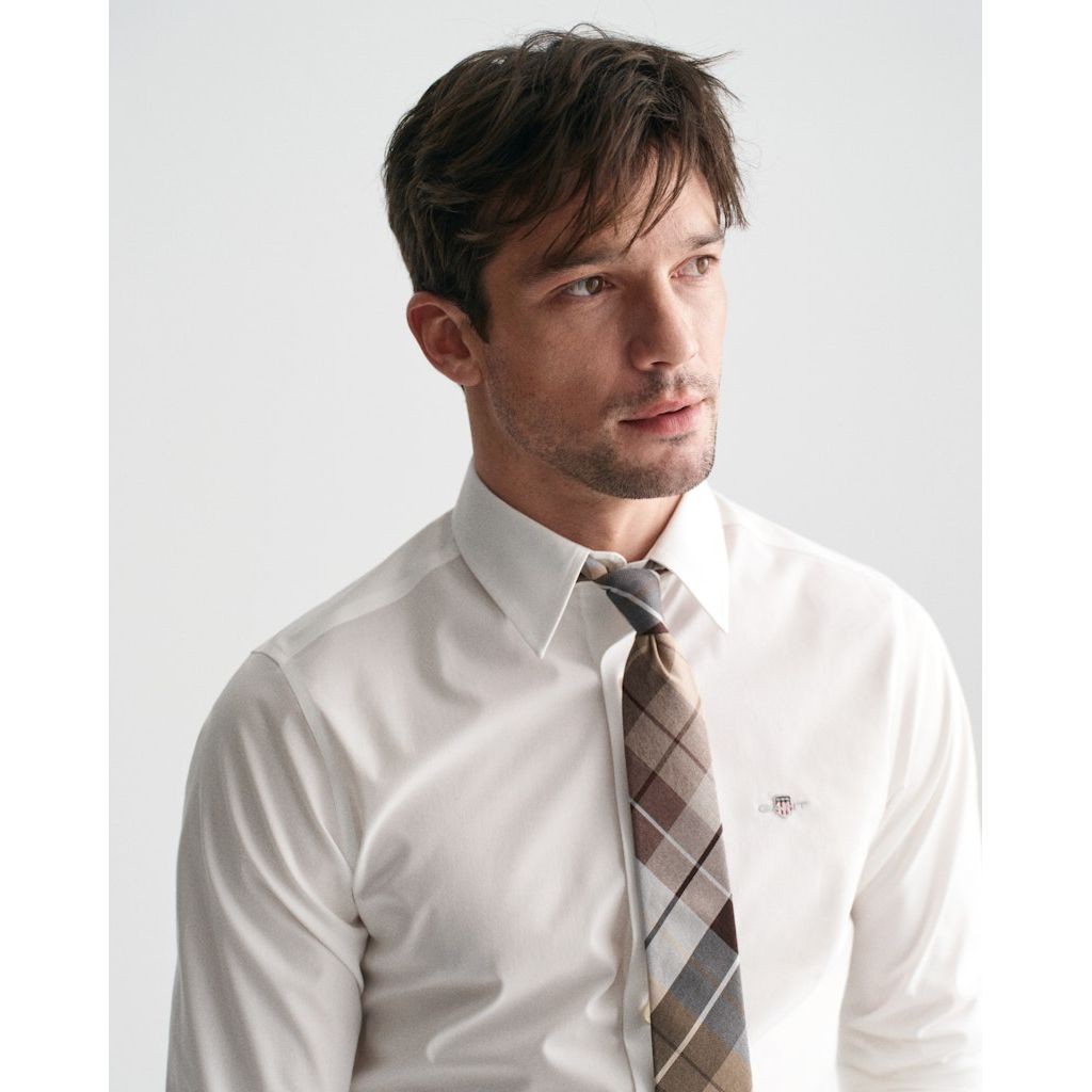 GANT Marškiniai ilgomis rankovėmis vyrams, Balta, Slim stretch poplin shirt 4