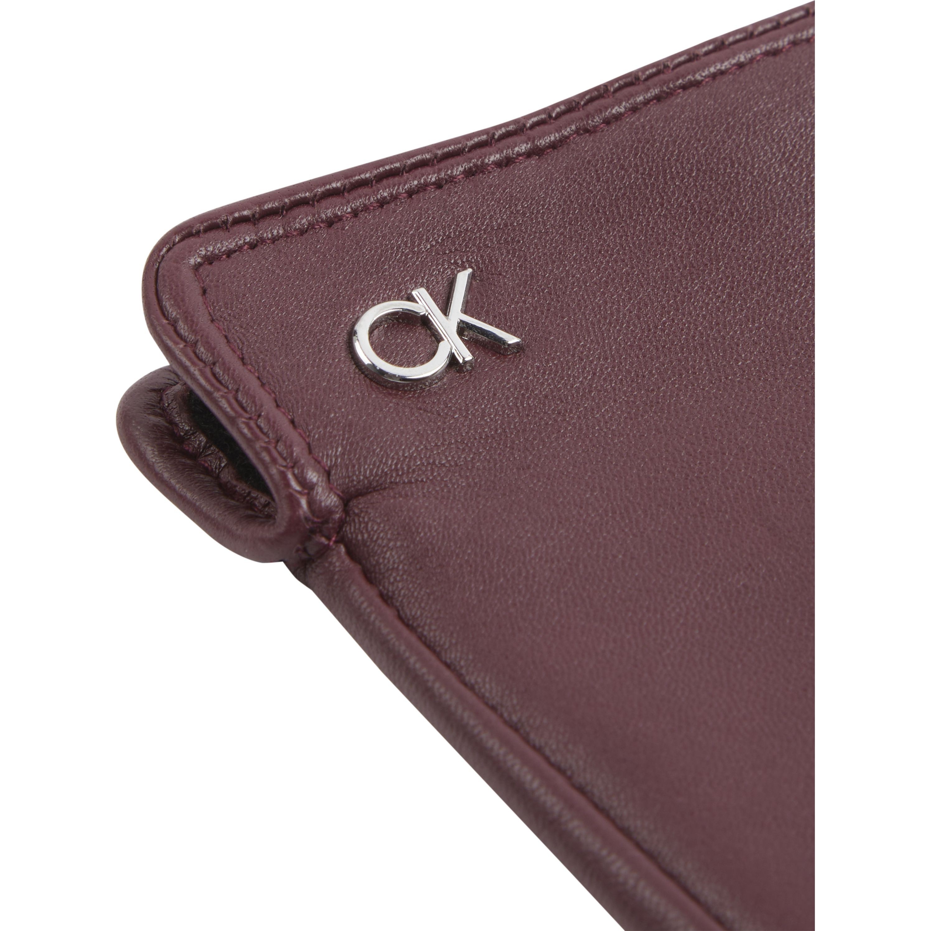 CALVIN KLEIN Pirštuotos pirštinės moterims, Vyšninė, Metal leather gloves 4