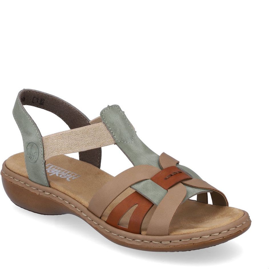 RIEKER Basutės moterims, Žalia, SANDALS 1