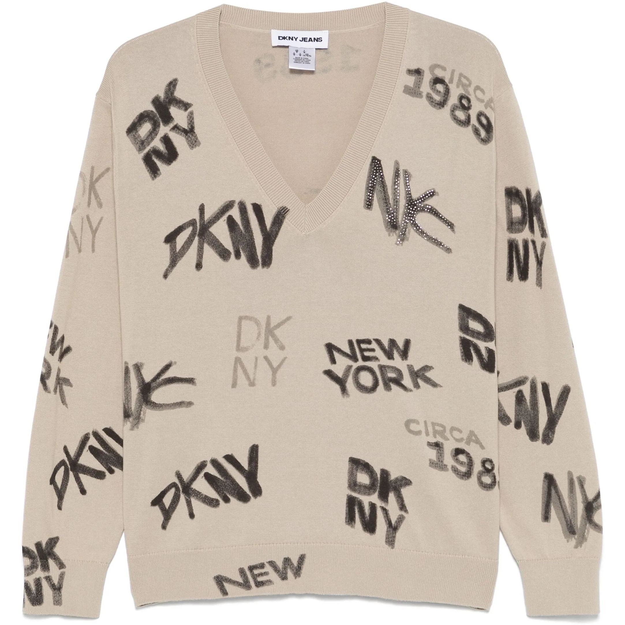 DKNY Megztinis moterims, Marga, Logo printed v neck 1