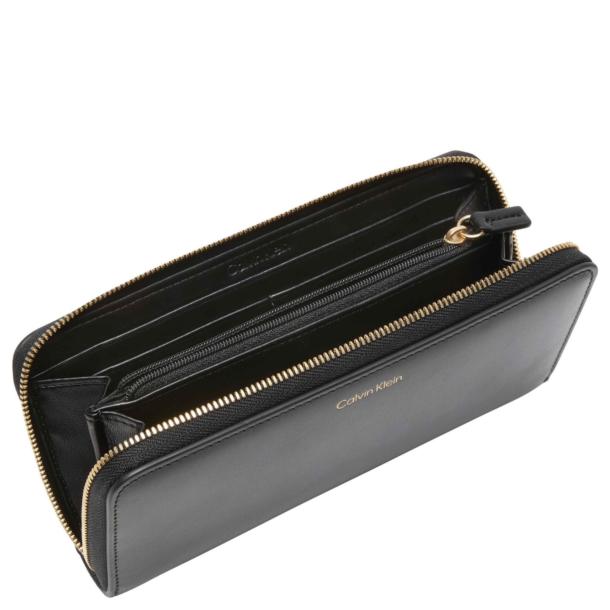 CALVIN KLEIN Piniginė moterims, Juoda, CK large zip around 3