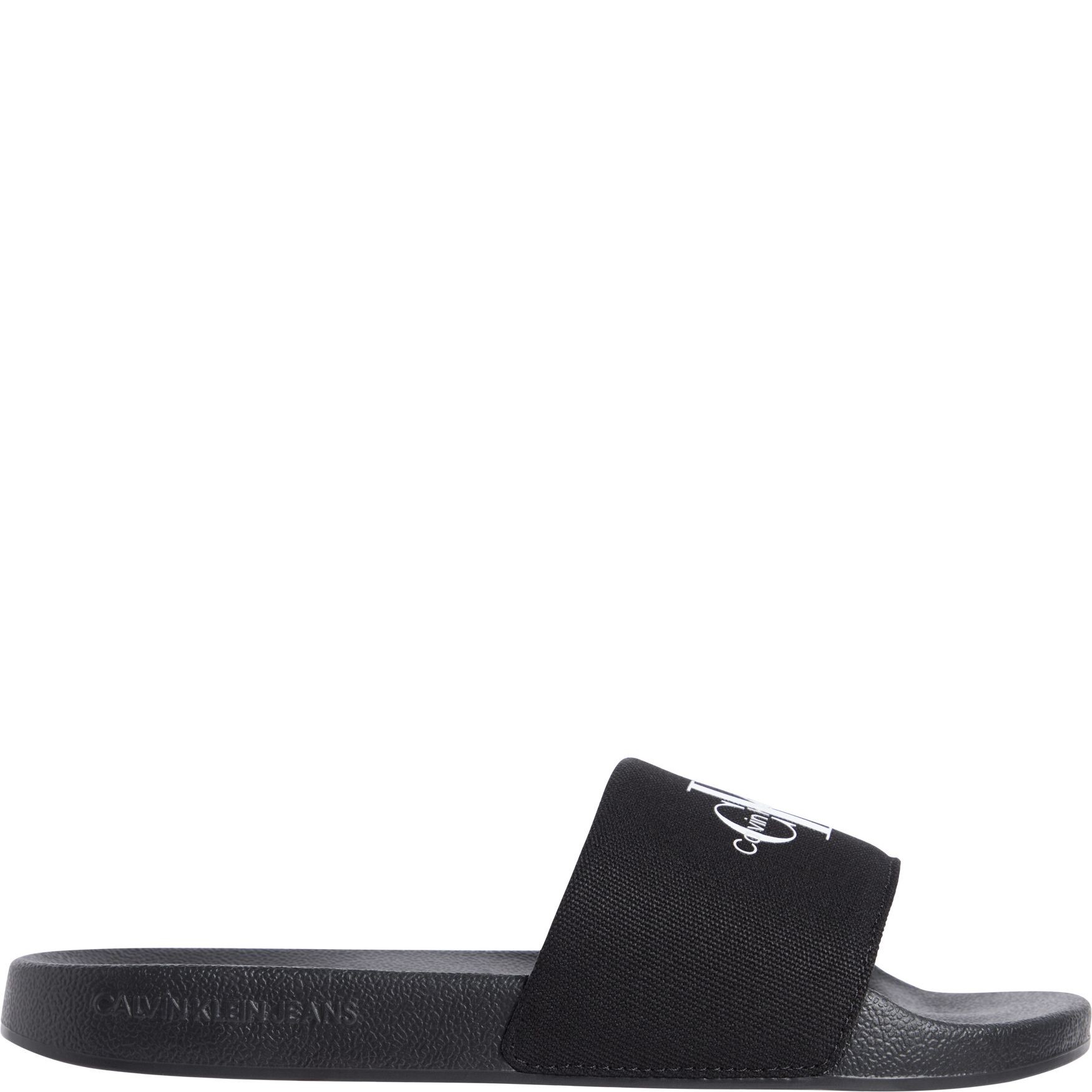 CALVIN KLEIN JEANS Guminės šlepetės moterims, Juoda, Slide monogram 2