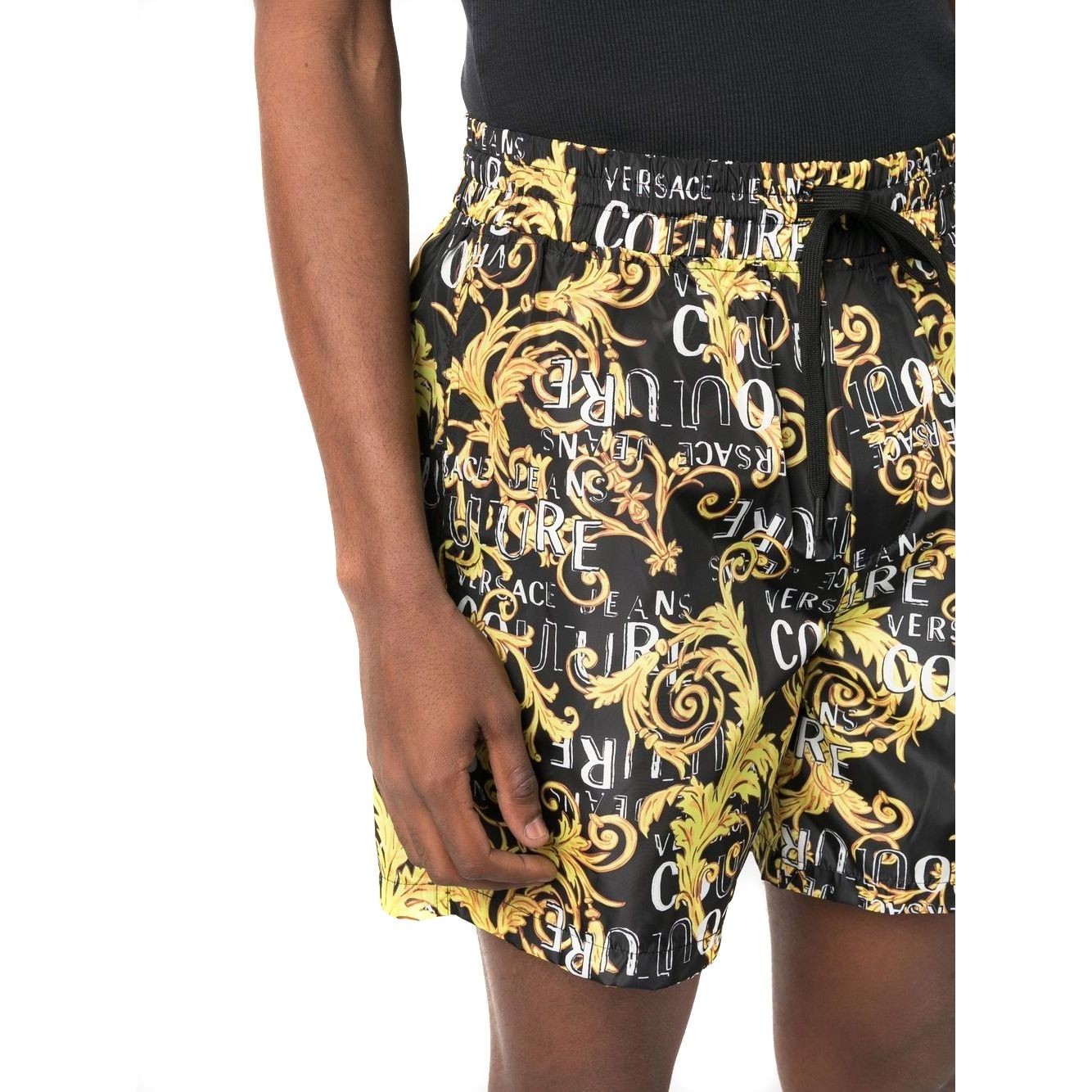 VERSACE JEANS CUTURE Šortai vyrams, Juoda, Couture print shorts 3