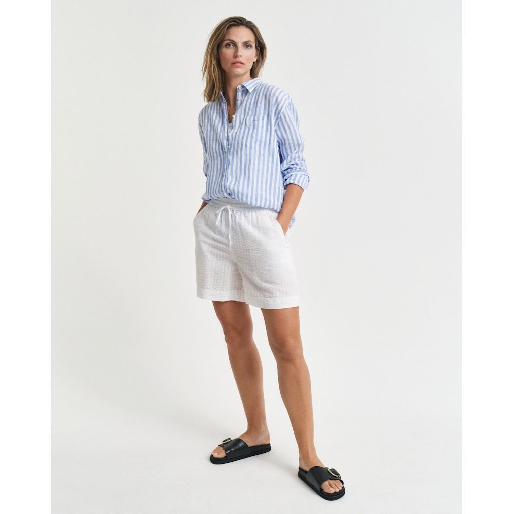 GANT Šortai moterims, Balta, Tonal stripe shorts 2