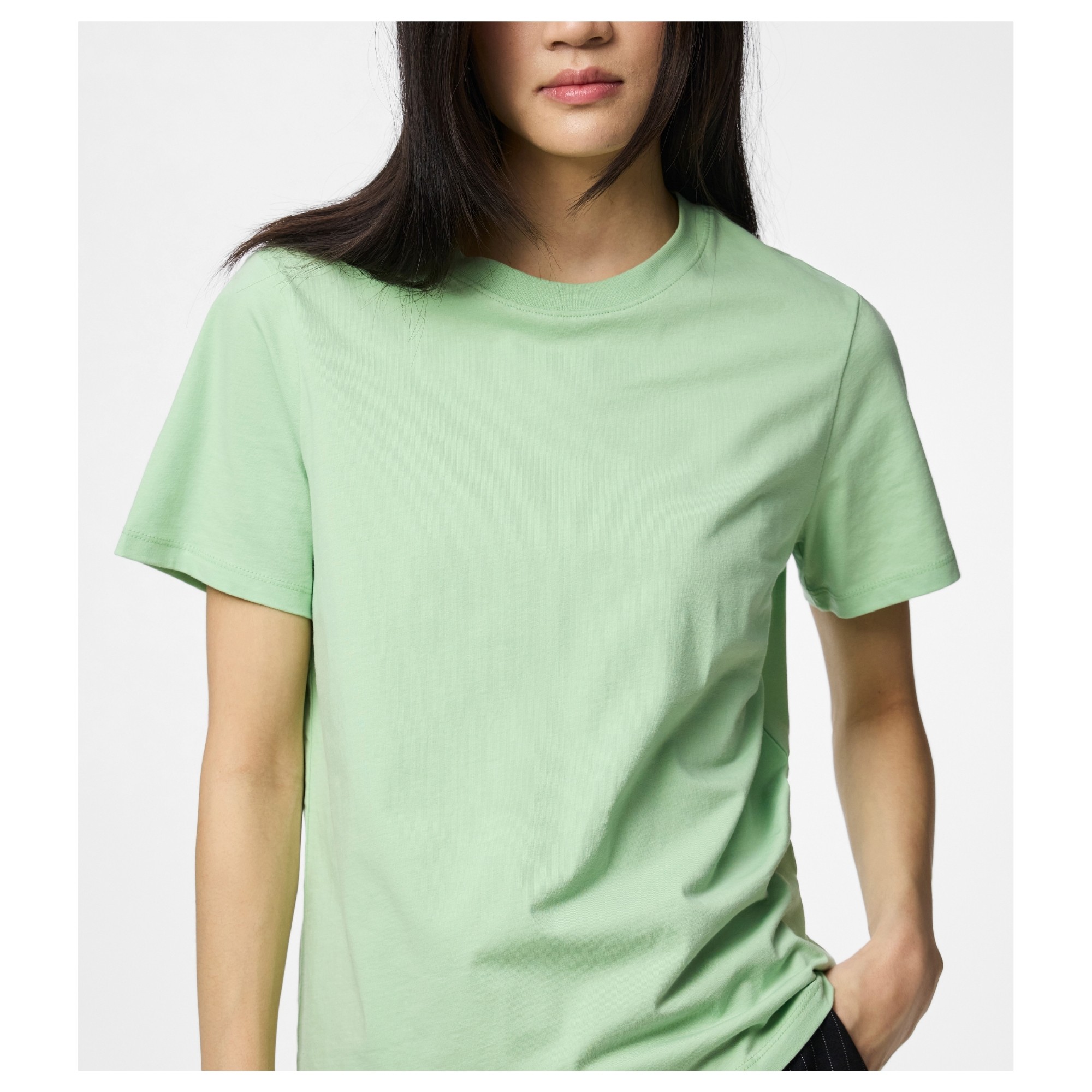 PIECES Marškinėliai moterims, Žalia, Ria solid 2