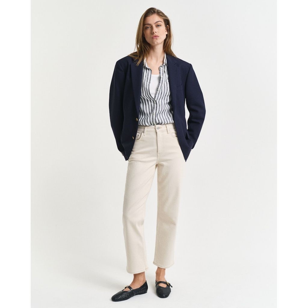 GANT Tiesūs džinsai moterims, Smėlio, Ecru cropped straight jeans 5