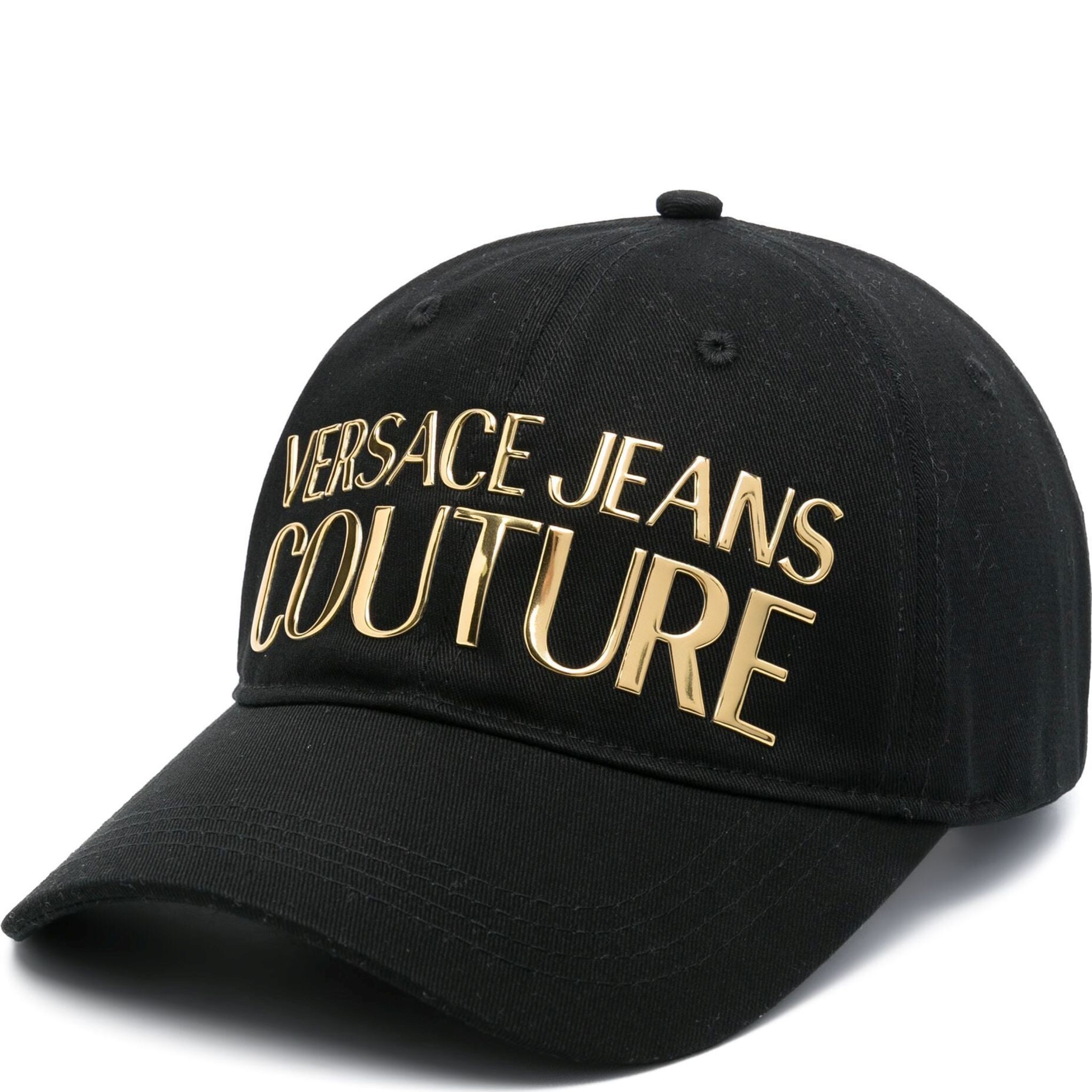 VERSACE JEANS CUTURE Kepurė moterims, Juoda, Logo-rubberised cotton cap 1