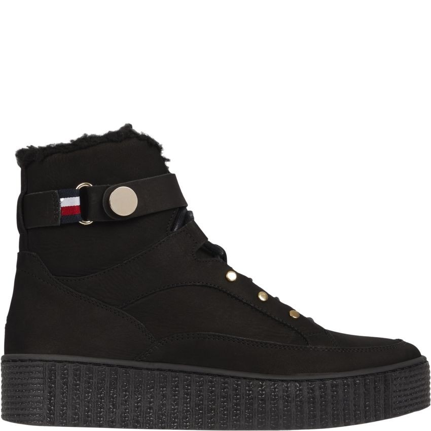 TOMMY HILFIGER Aulinukai moterims, Juoda, WARMLINED LACE UP BOOT 1