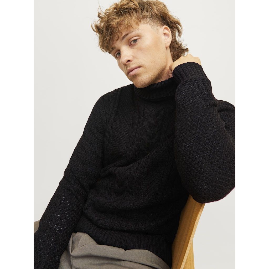 JACK & JONES Megztinis su kaklu vyrams, Juoda, Craig knit roll neck 4
