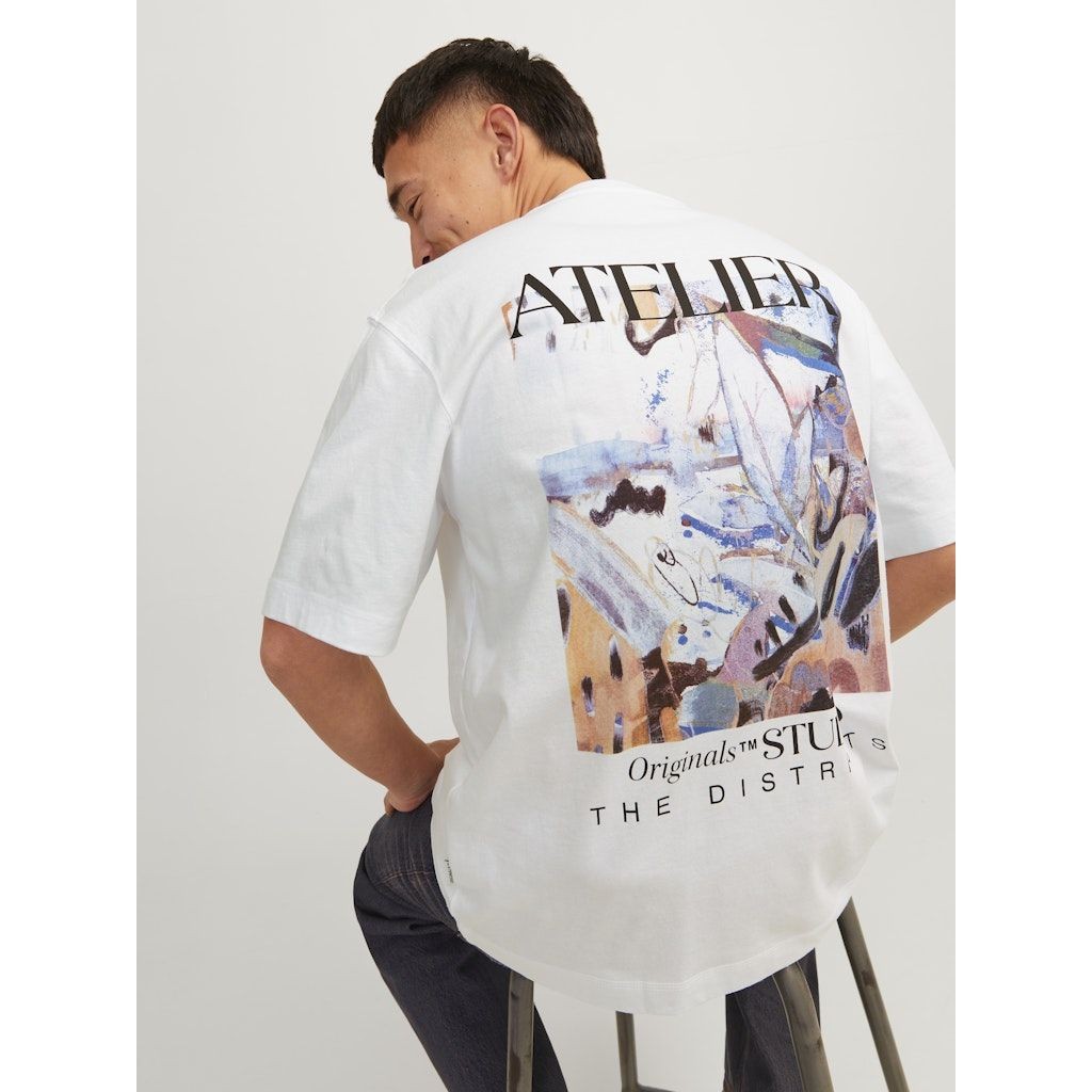 JACK & JONES Marškinėliai vyrams, Balta, Brooklyn graphic back tee 6