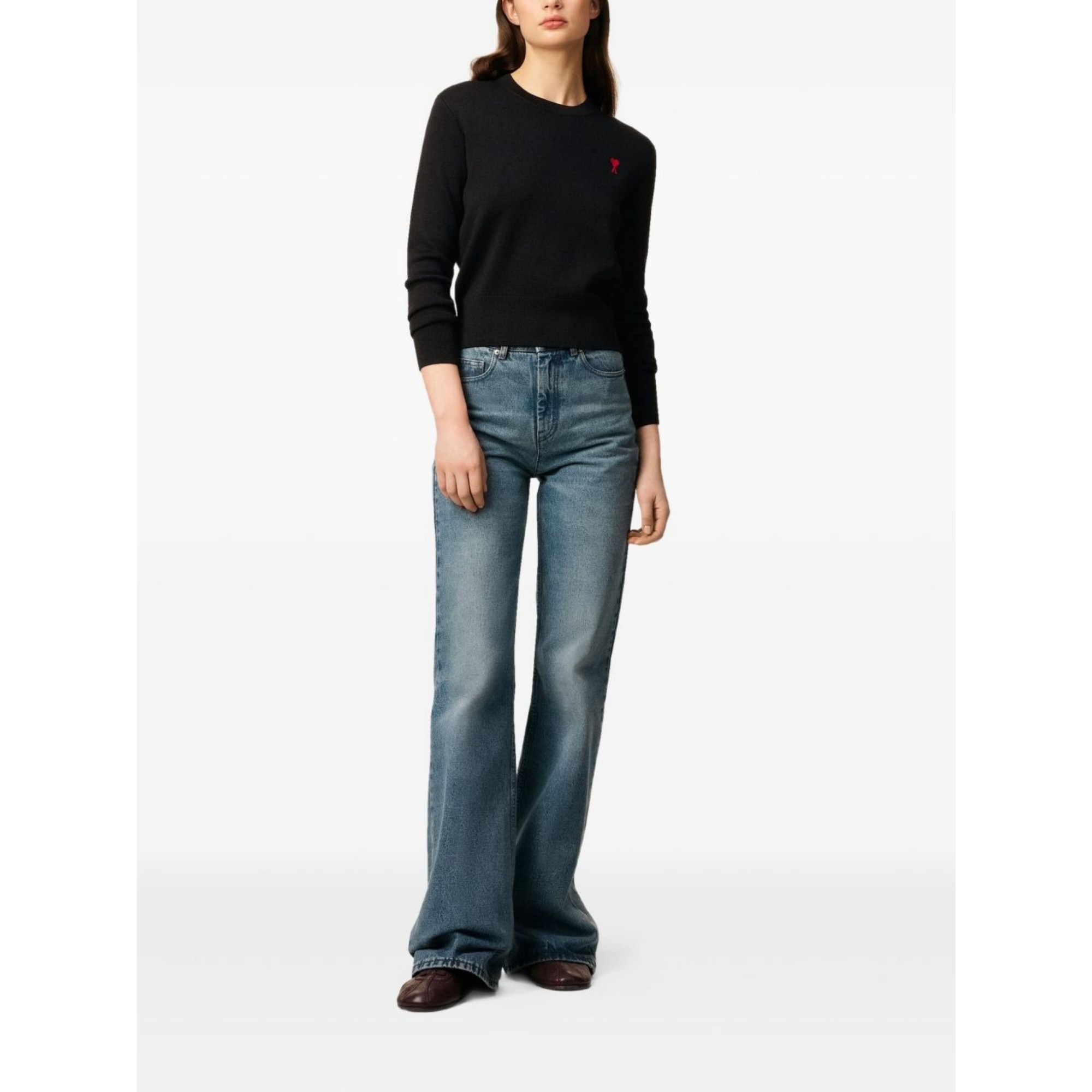 AMI PARIS Megztinis moterims, Juoda, Crewneck sweater 2