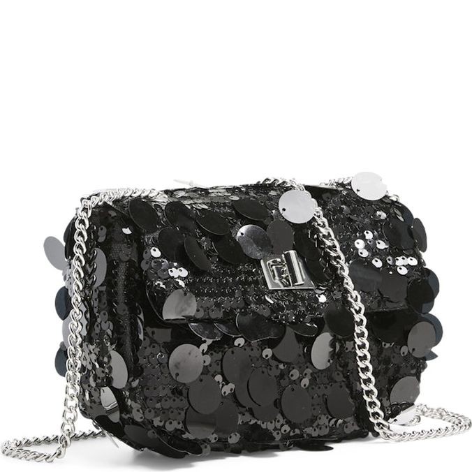 PIECES Rankinė per petį moterims, Juoda, PCNELLA SEQUINS CROSS 1