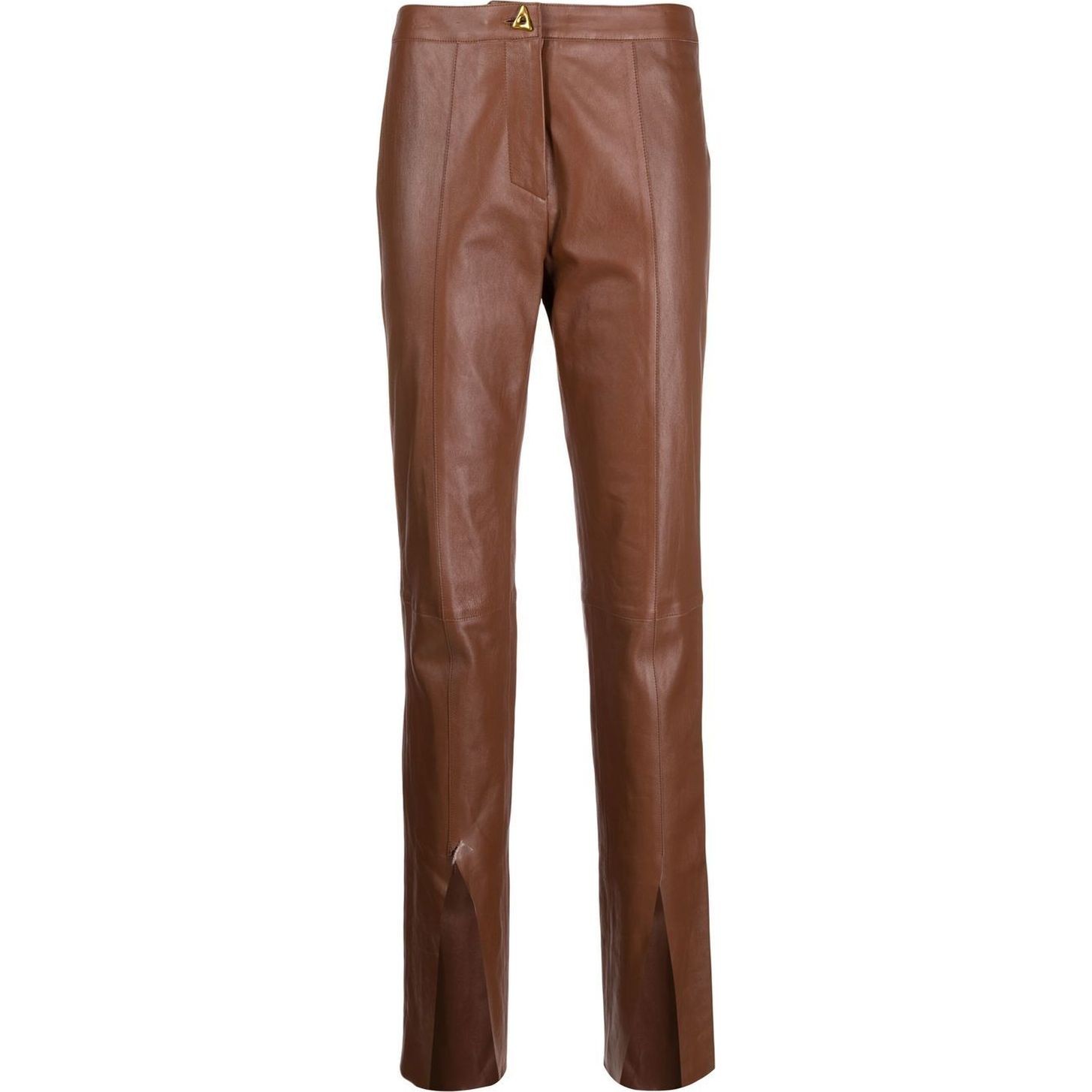 AERON Laisvalaikio kelnės moterims, Ruda, Slit-front leather pants