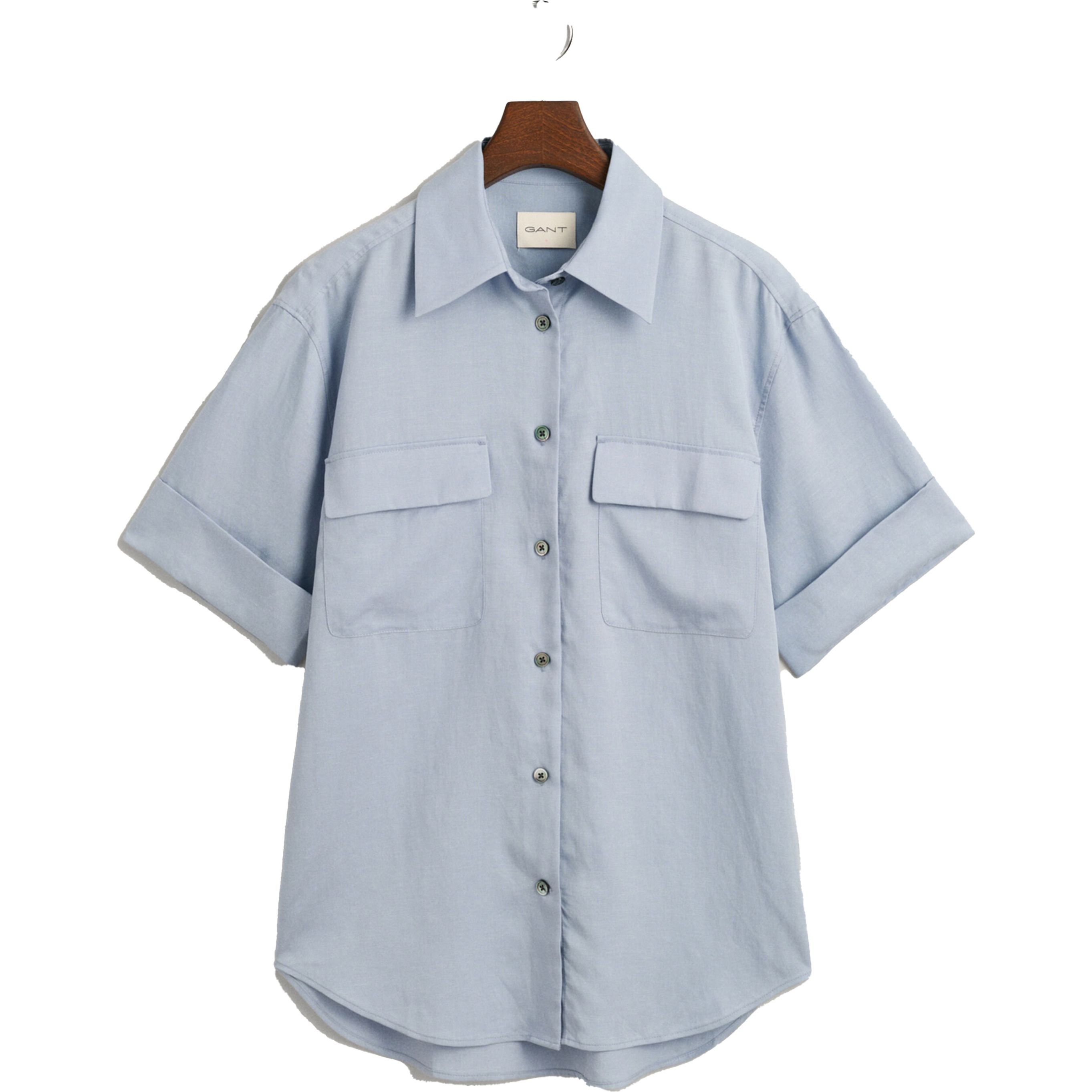 GANT Marškiniai moterims, Mėlyna, REL POCKET SS SHIRT 1