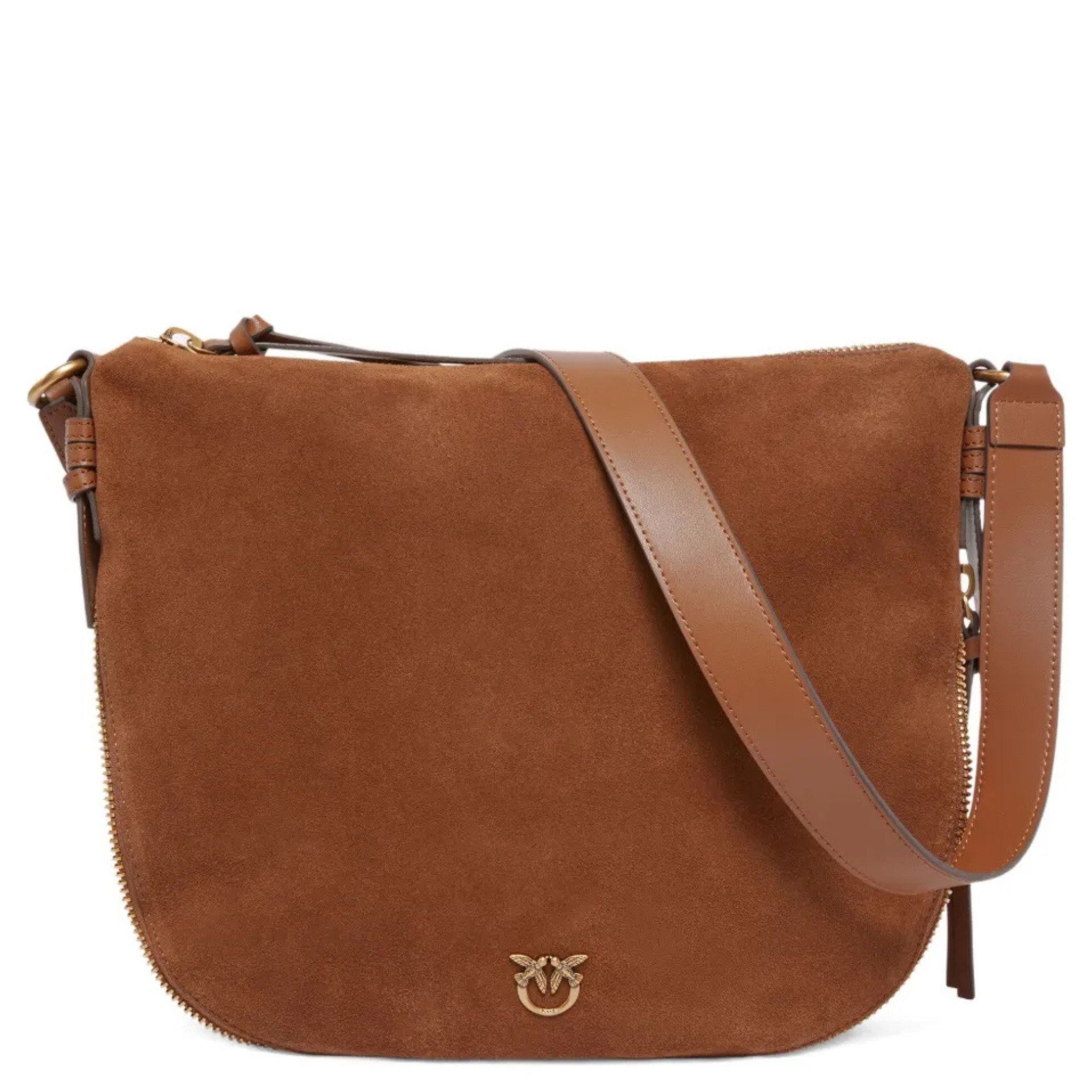 PINKO Rankinė per petį moterims, Ruda, Hobo zip around classic suede 1