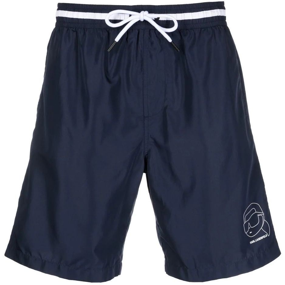 KARL LAGERFELD Apatinė kostiumėlio dalis vyrams, Juoda, Ikonik 2.0 long boardshorts 1