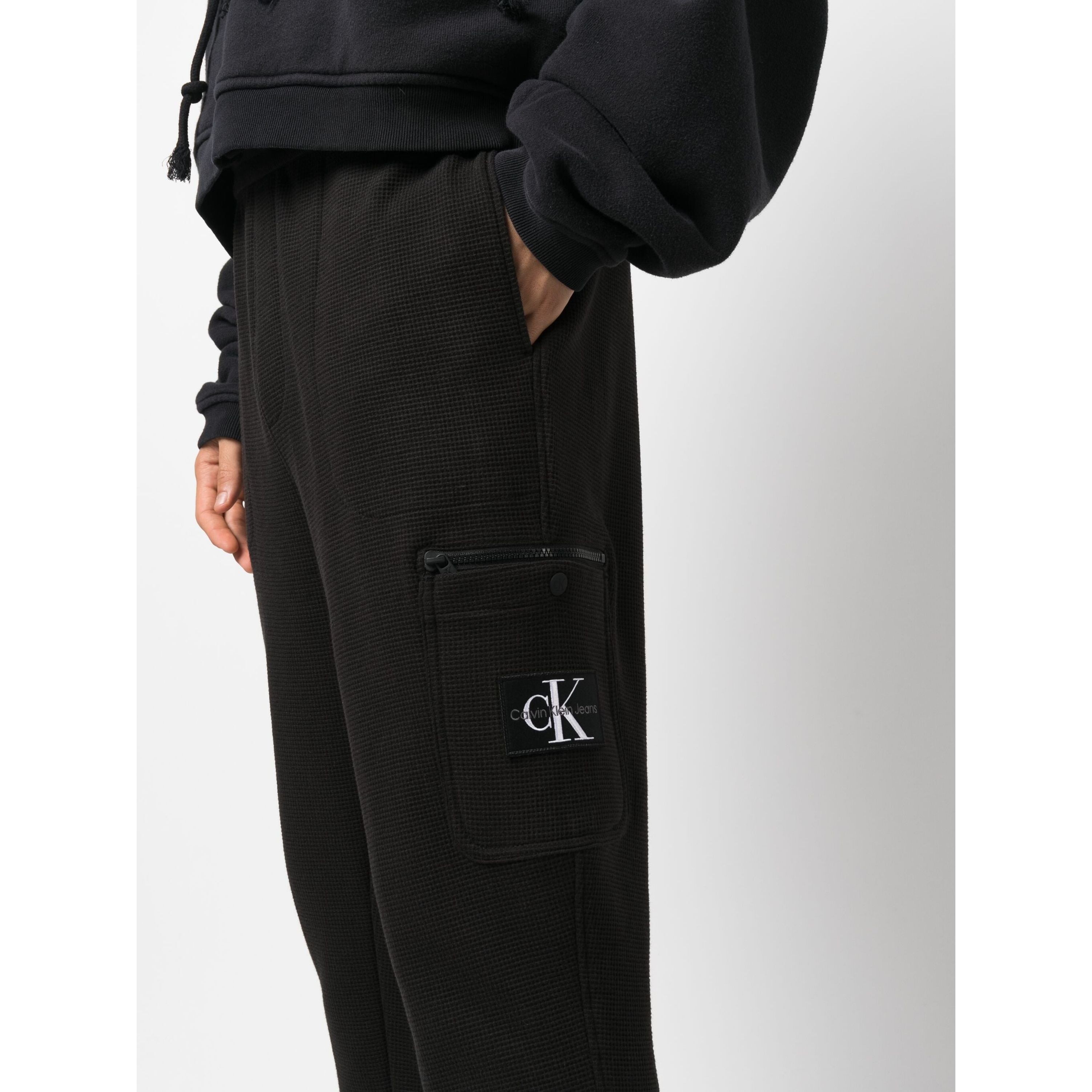 CALVIN KLEIN JEANS Sportinės kelnės vyrams, Juoda, Badge waffle hwk pant 4