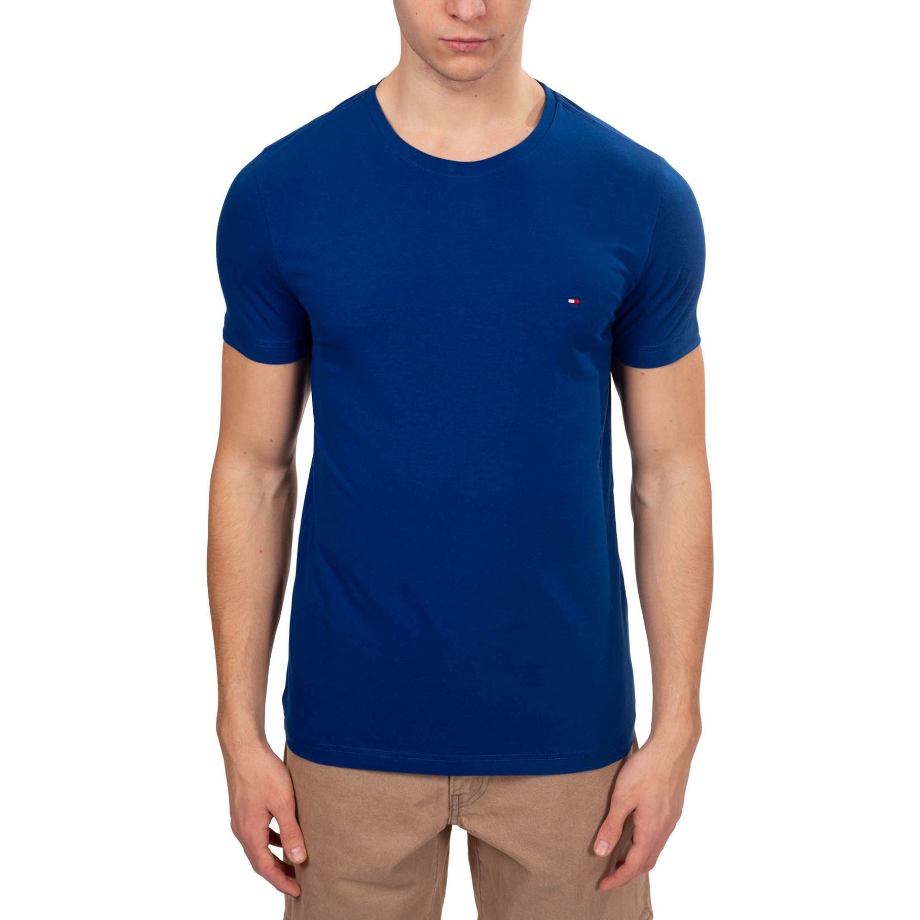 TOMMY HILFIGER Marškinėliai trump. rankovėmis vyrams, Mėlyna, Stretch slim fit tee 2