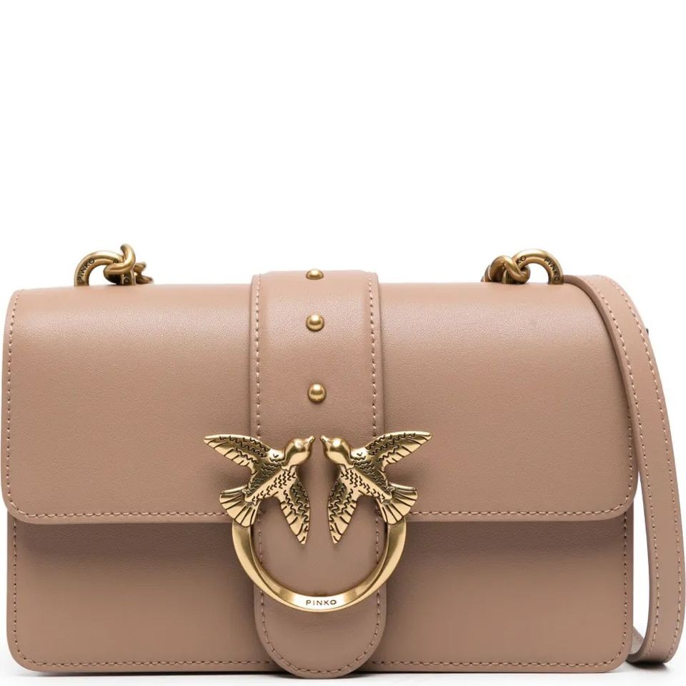 PINKO Rankinė per petį moterims, Smėlio, Love one mini crossbody 1