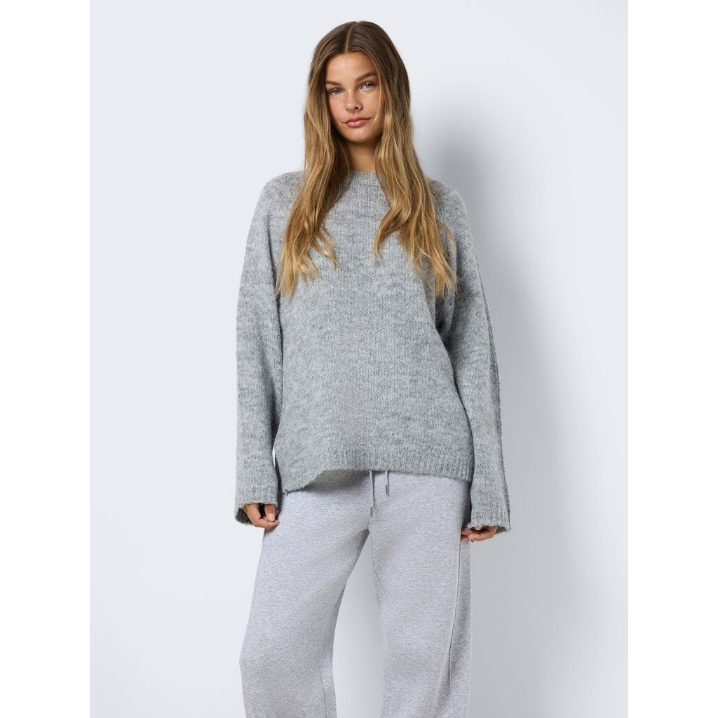 NOISY MAY Megztinis moterims, Pilka, Sutton o-neck tunic knit 2