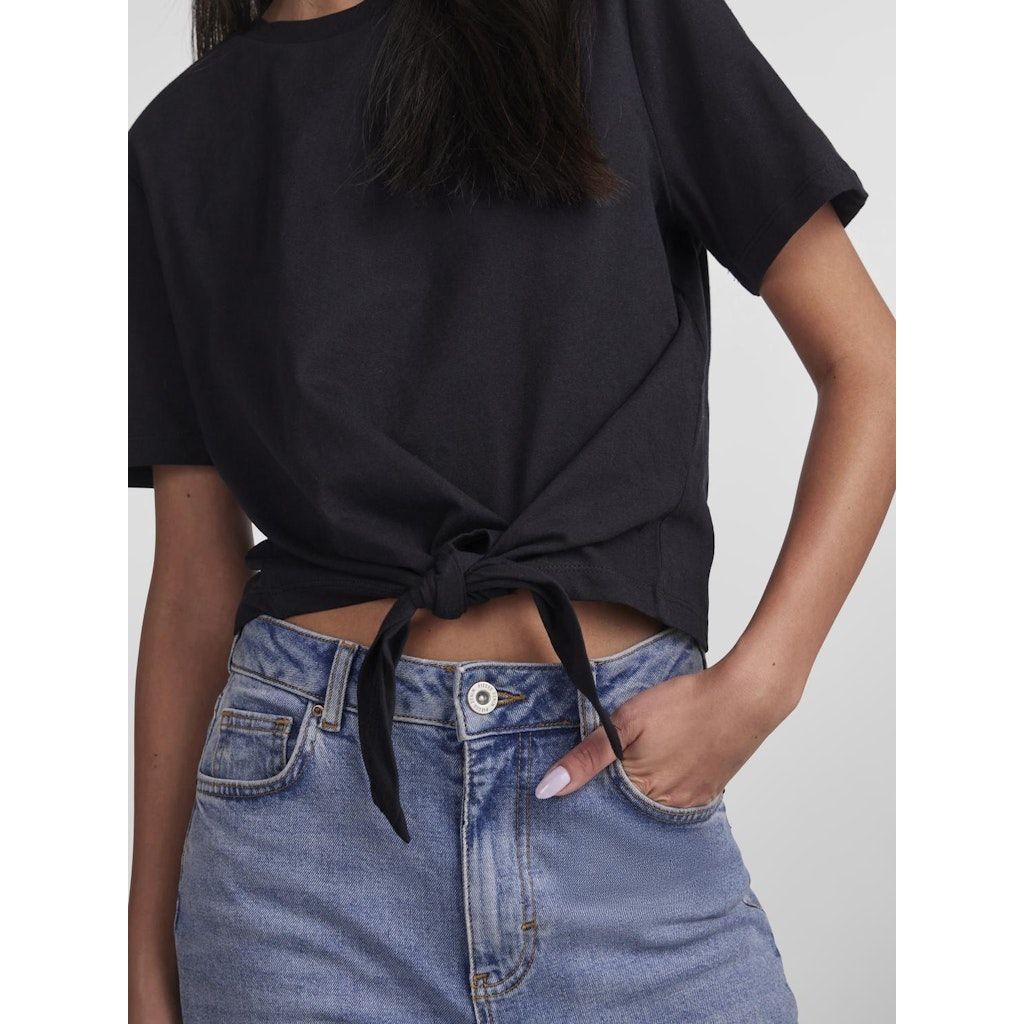 PIECES Marškinėliai moterims, Juoda, PCTIA TIE TEE NOOS B 4