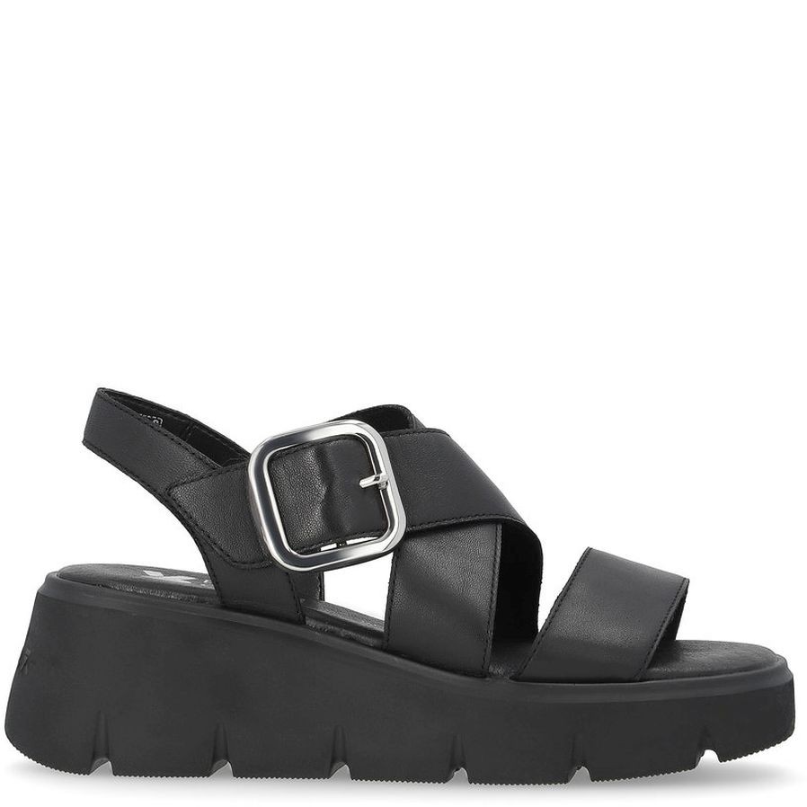 RIEKER Basutės moterims, Juoda, SANDALS 4