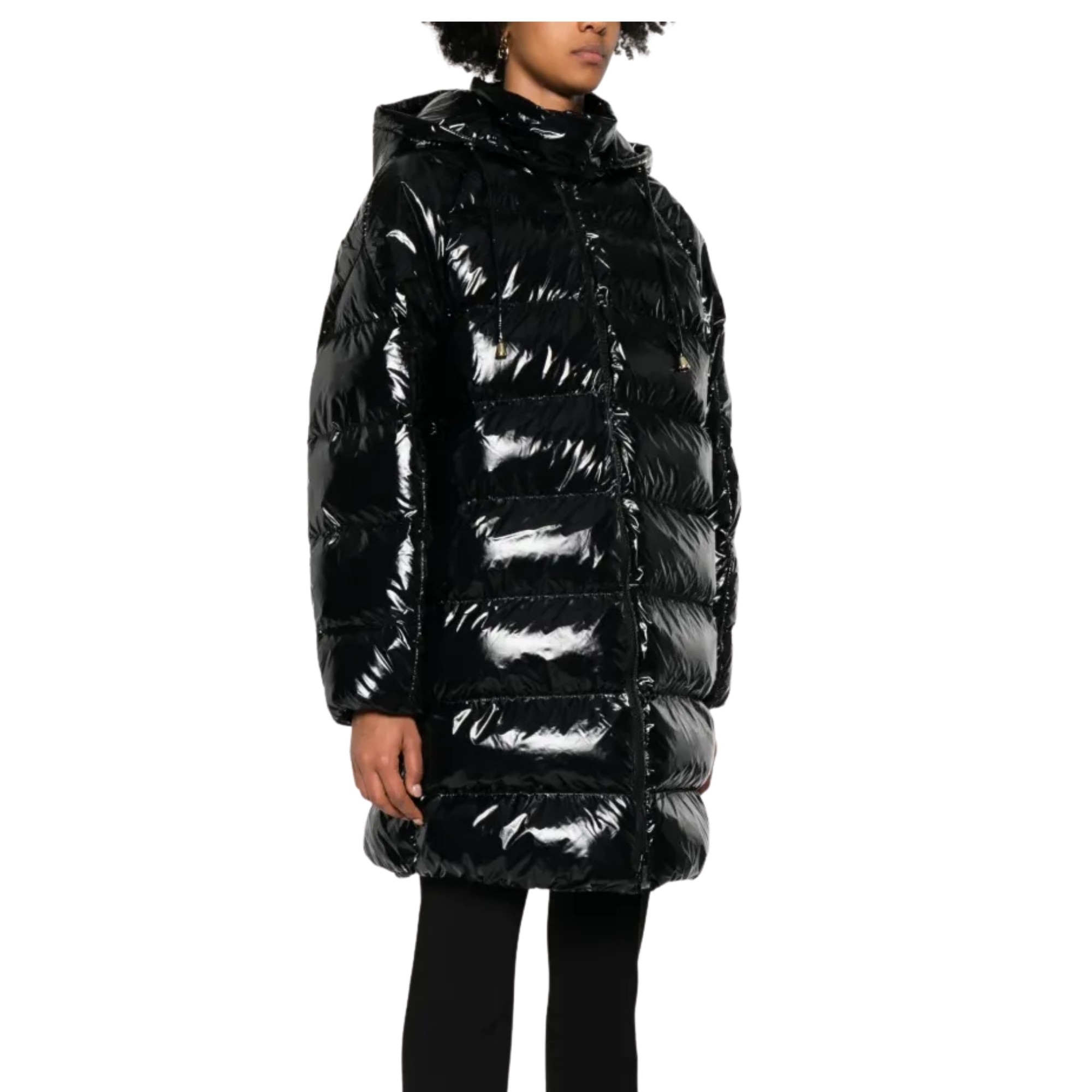 PINKO Pūkinė striukė moterims, Juoda, Burro quilted jacket 2