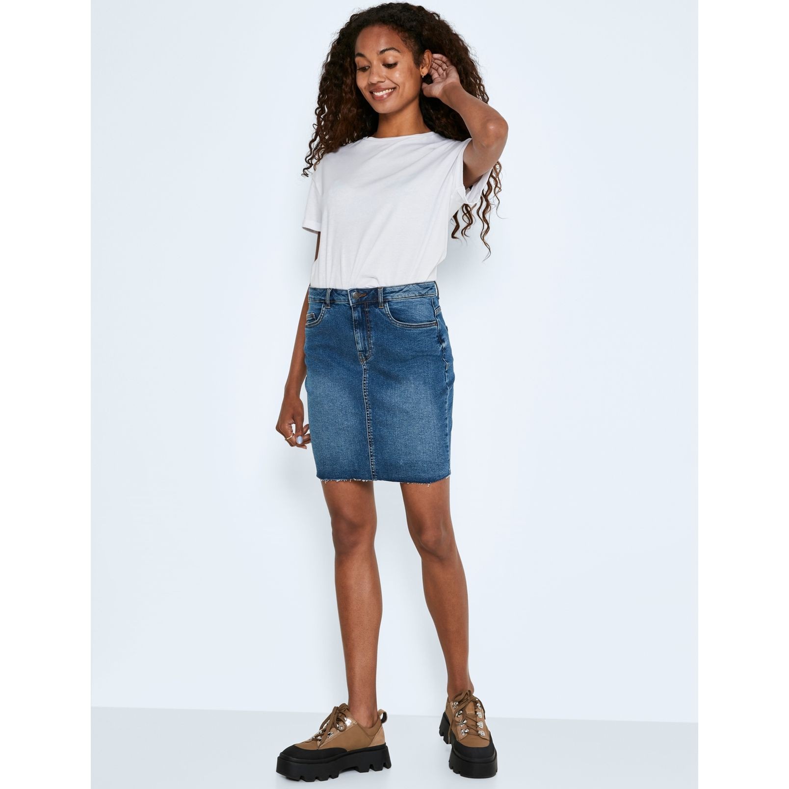 NOISY MAY Midi sijonas moterims, Mėlyna, NMBE CALLIE HW D 8