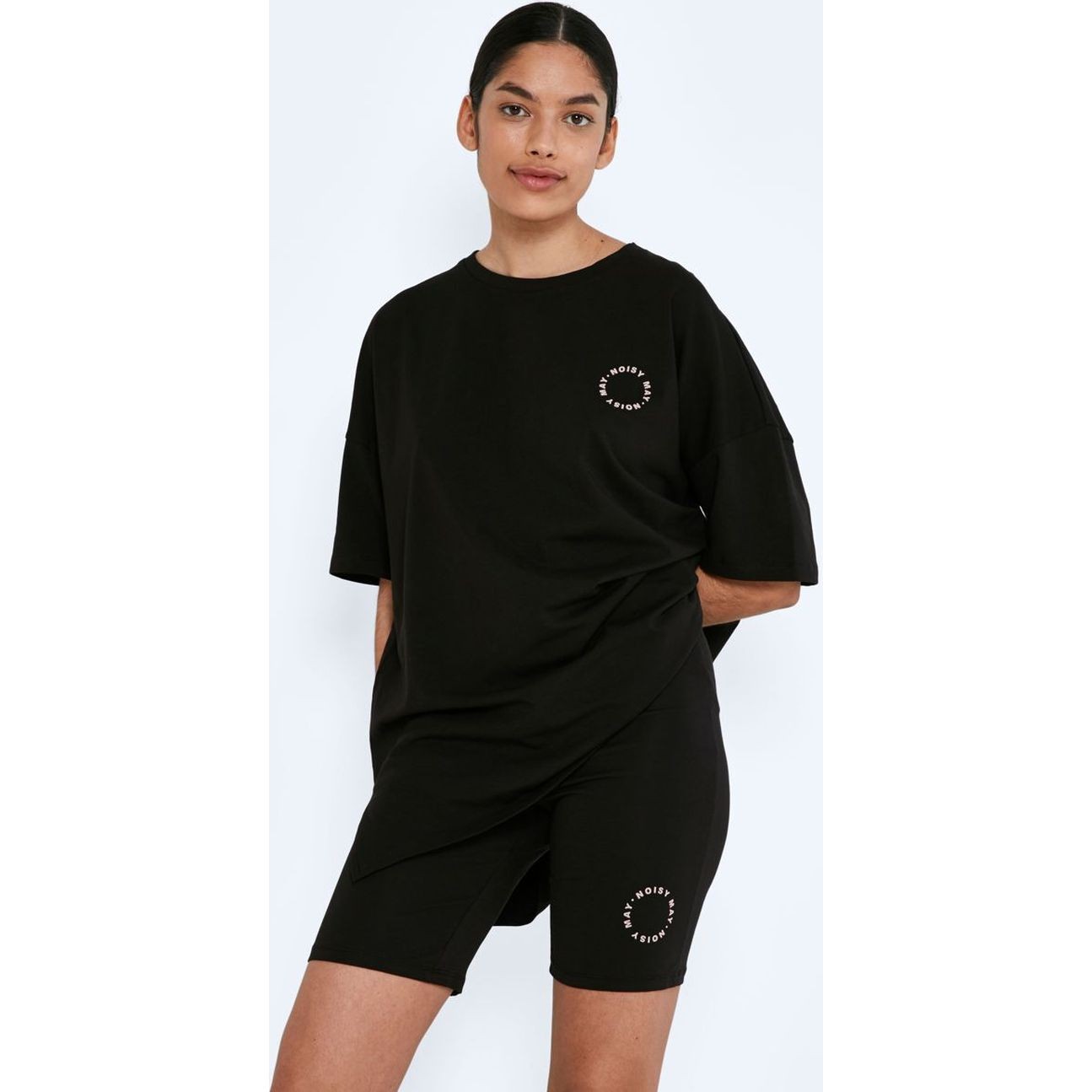 NOISY MAY Šortai moterims, Juoda, NMKERRY HW LOGO SHORT 6