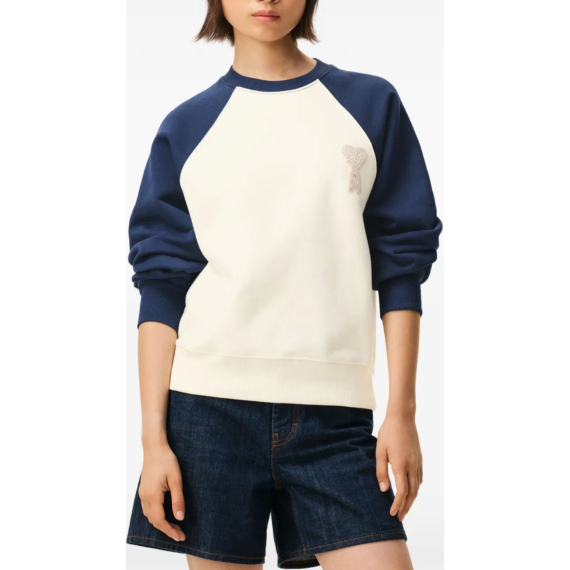 AMI PARIS Sportinis nertinis, Balta, Boxy fit crewneck 3