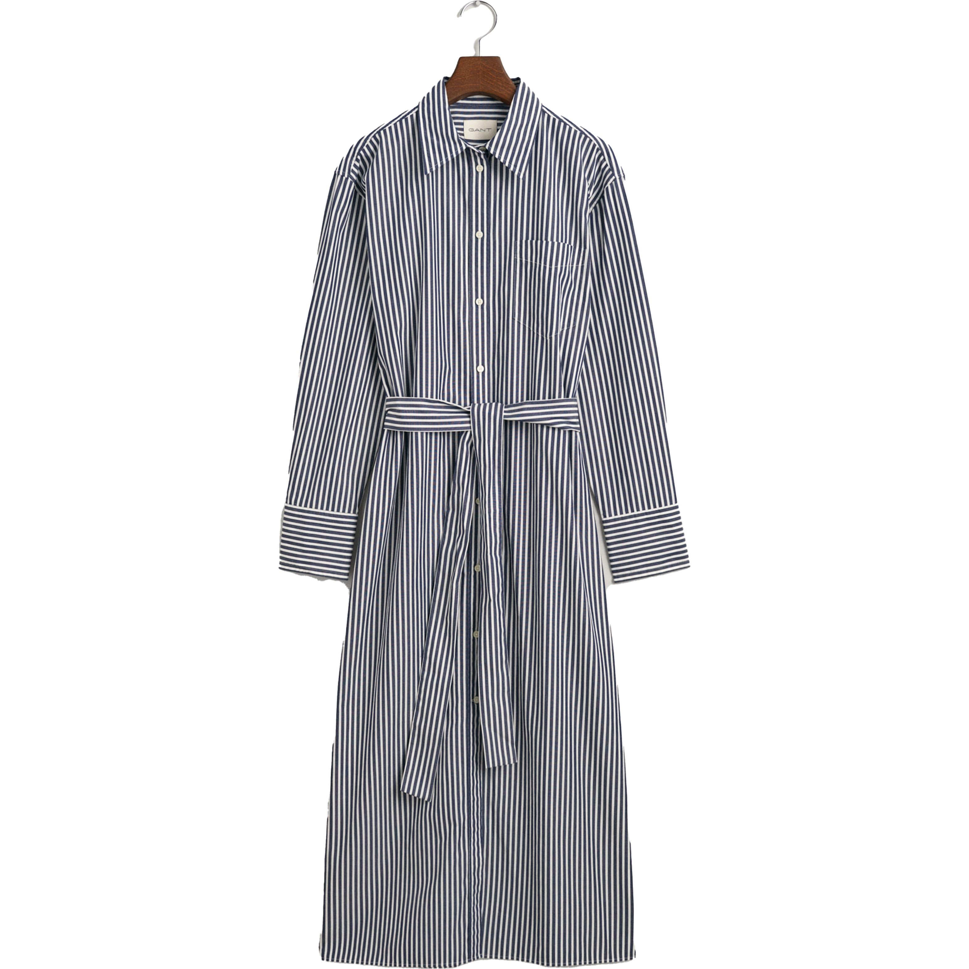 GANT Midi suknelė moterims, Mėlyna, REL STRIPED POPLIN SHIRT DRESS 1