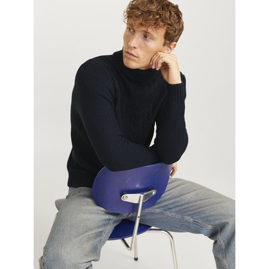 JACK & JONES Megztinis su kaklu vyrams, Mėlyna, Craig knit roll neck 5