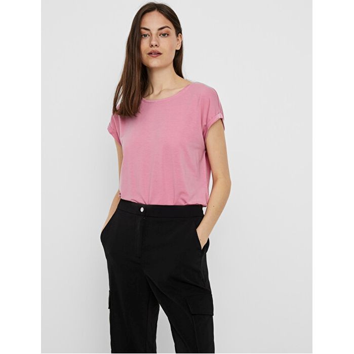 VERO MODA Marškinėliai moterims, Rožinė, VMAVA PLAIN SS T 2