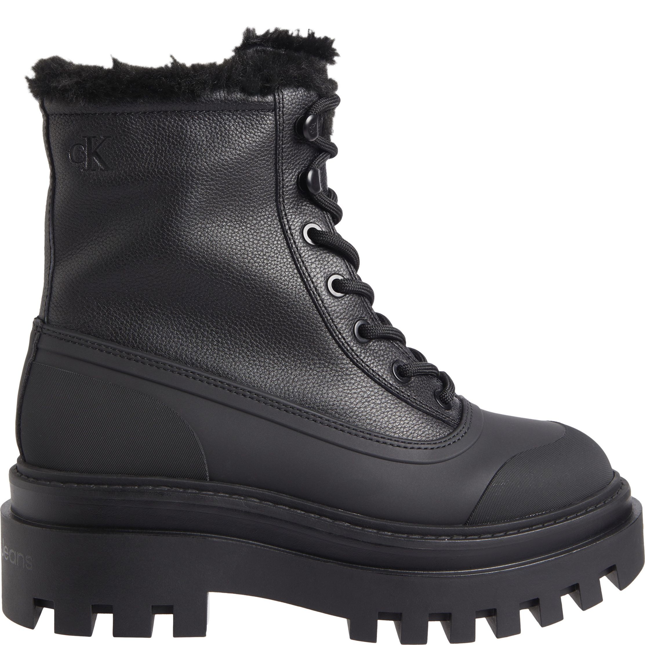 CALVIN KLEIN JEANS Pašiltinti aulinukai moterims, Juoda, Flatform lace up boot padded 2