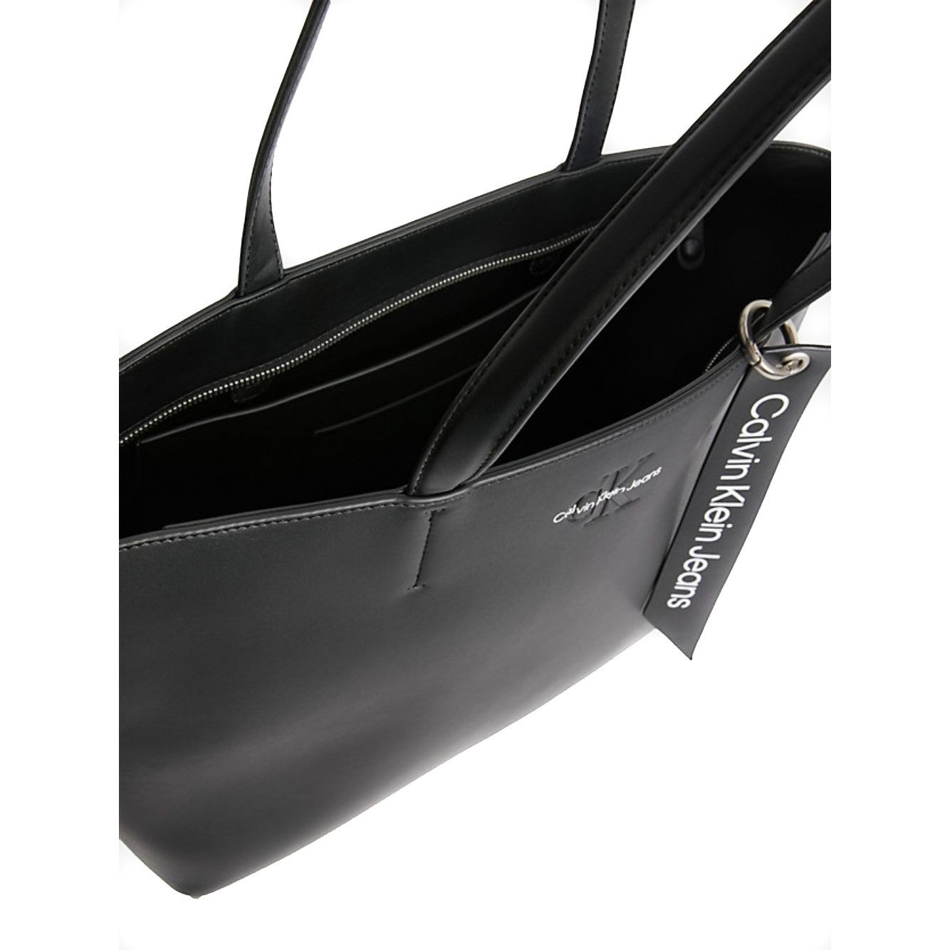 CALVIN KLEIN JEANS Pirkinių krepšys moterims, Juoda, Sculpted shopper tag tote bag 3