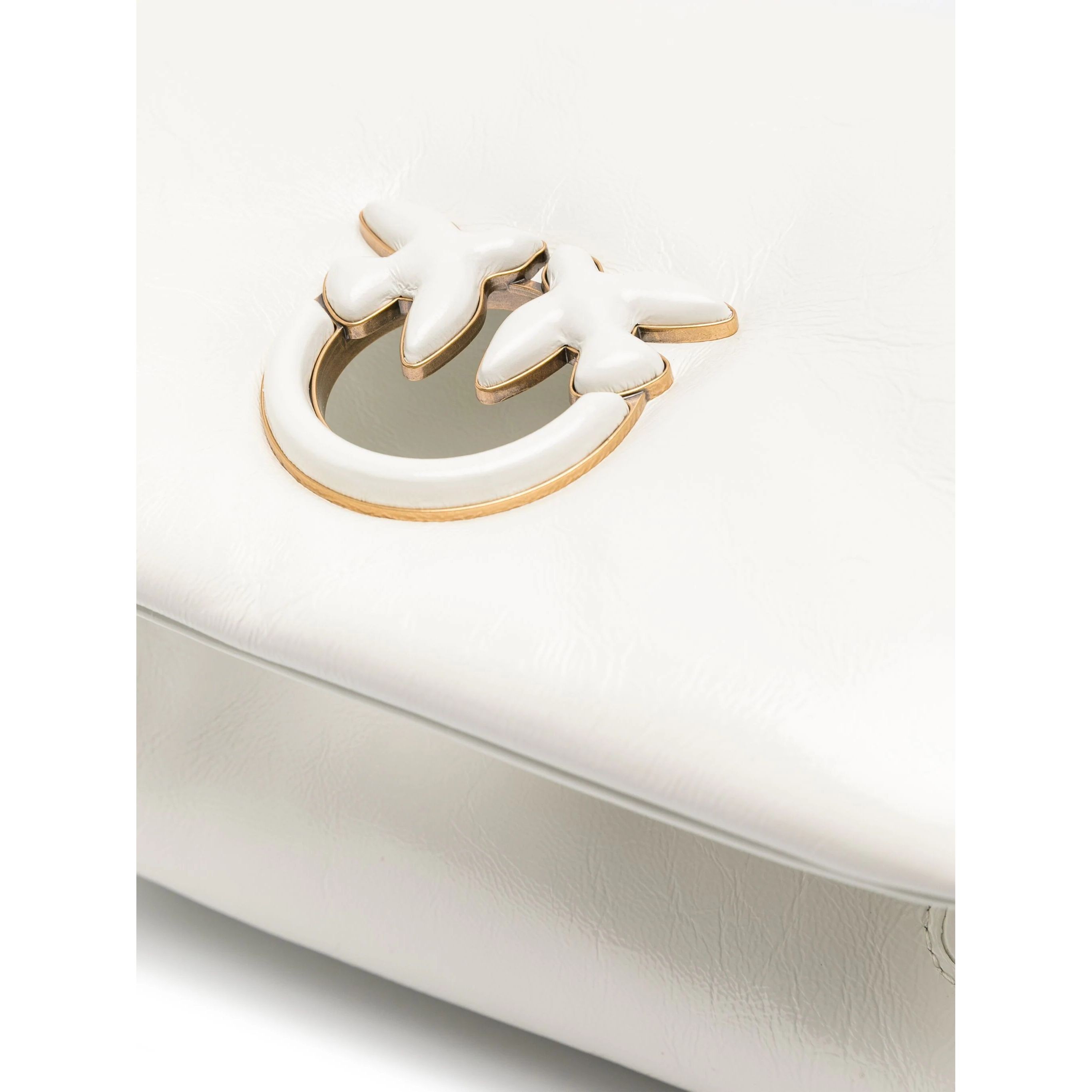 PINKO Rankinė per petį moterims, Balta, Love leather crossbody bag 3